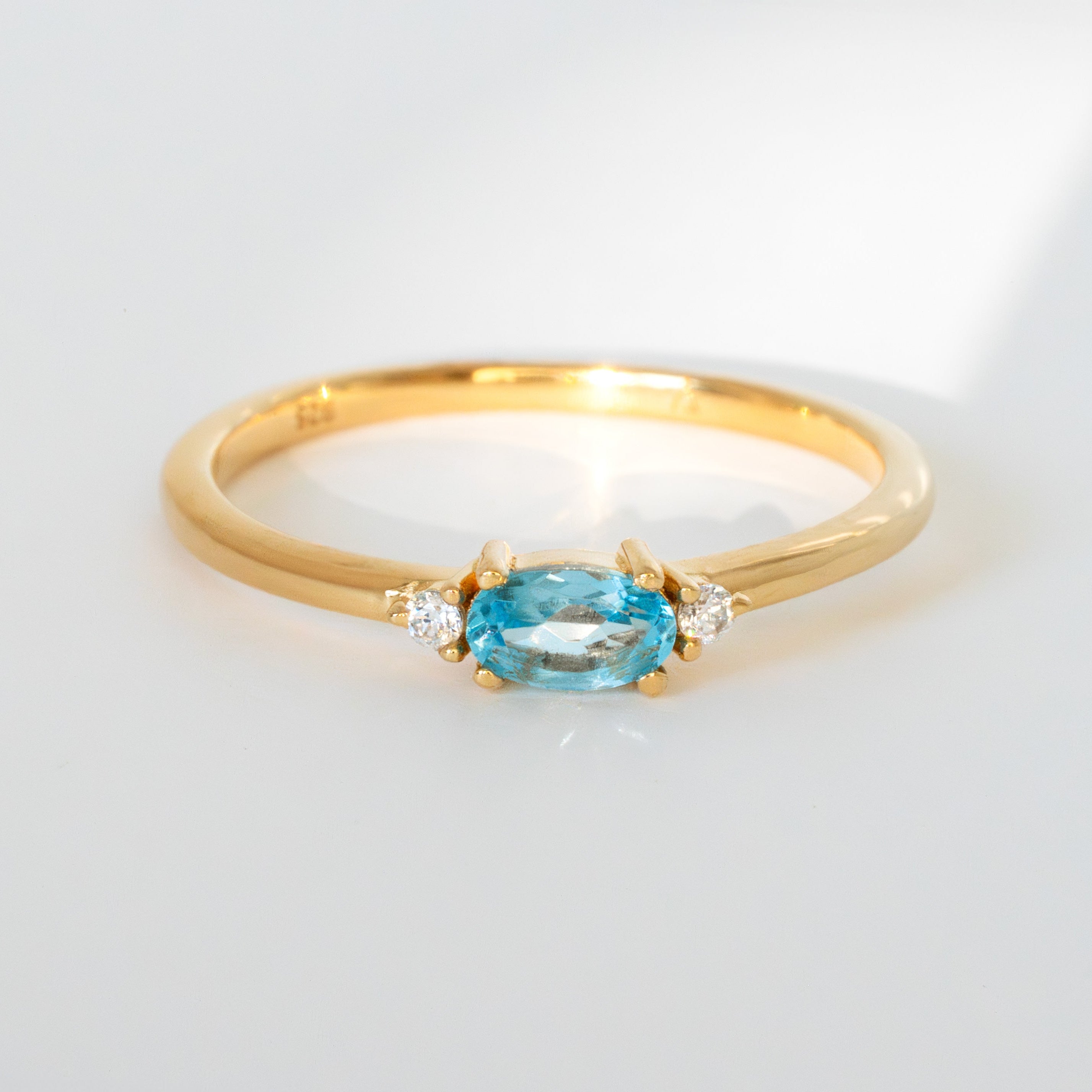 December Birthstone Ring Blue Topaz Natural Gemstone 14k Gold Vermeil, December Birthday Gifts for Her, Dainty Stacking Rings, Stackable Birthstone Rings