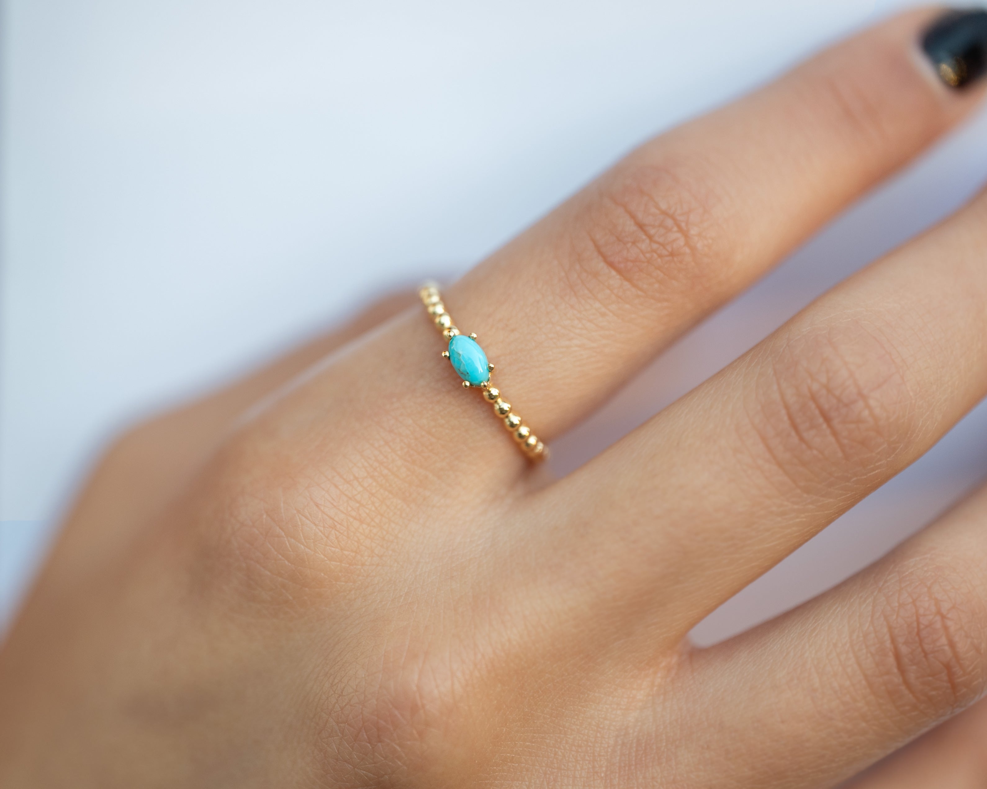 Turquoise Gemstone Beaded Ring