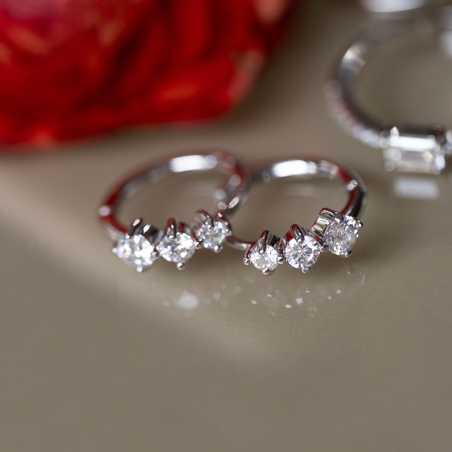 Diamond Huggies Silver White Gold