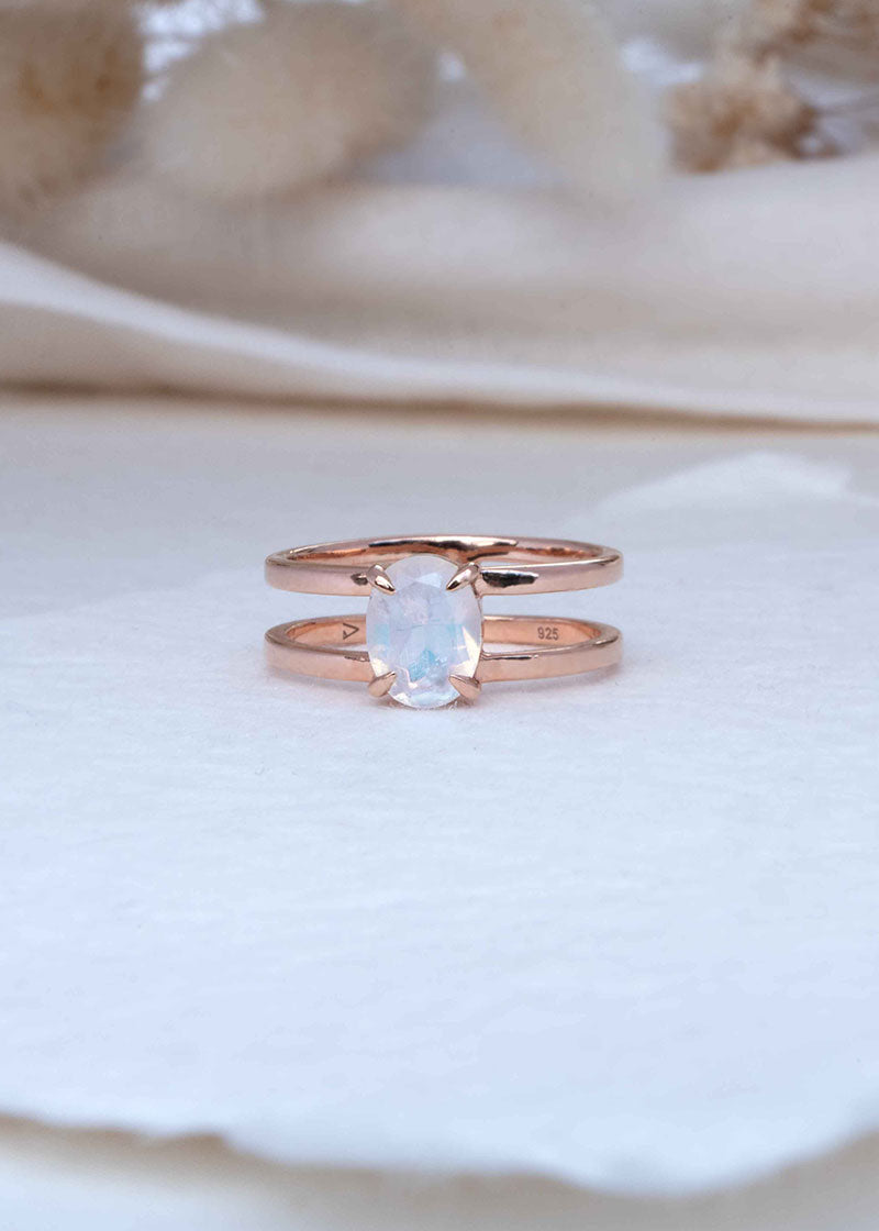 Signature Oval Double Band Moonstone Ring