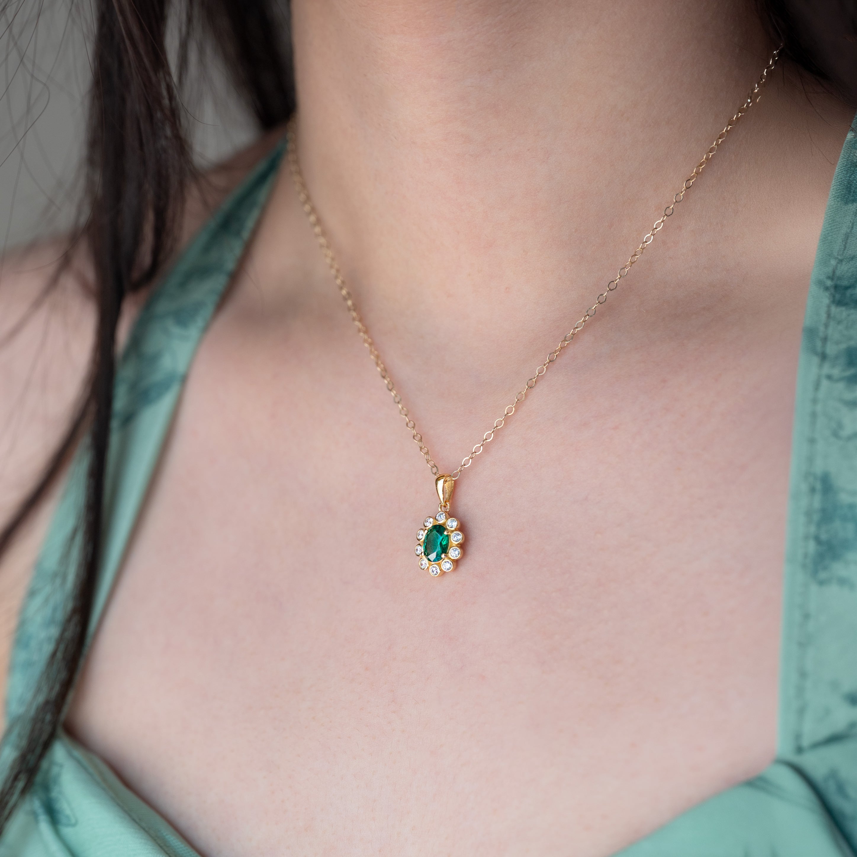 Emerald-Blossom Flower Necklace