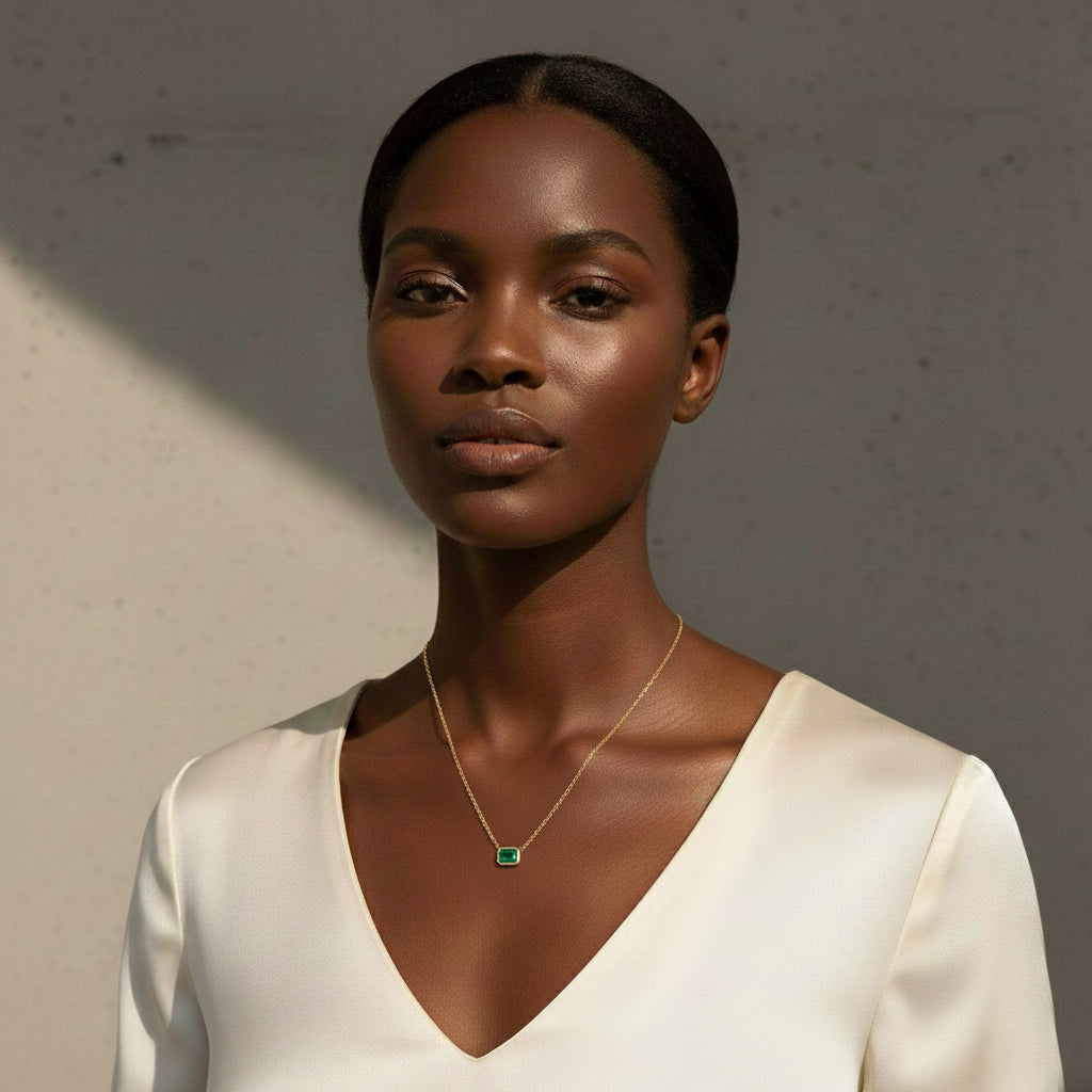 Emerald Necklace Emerald Cut 1 CT.