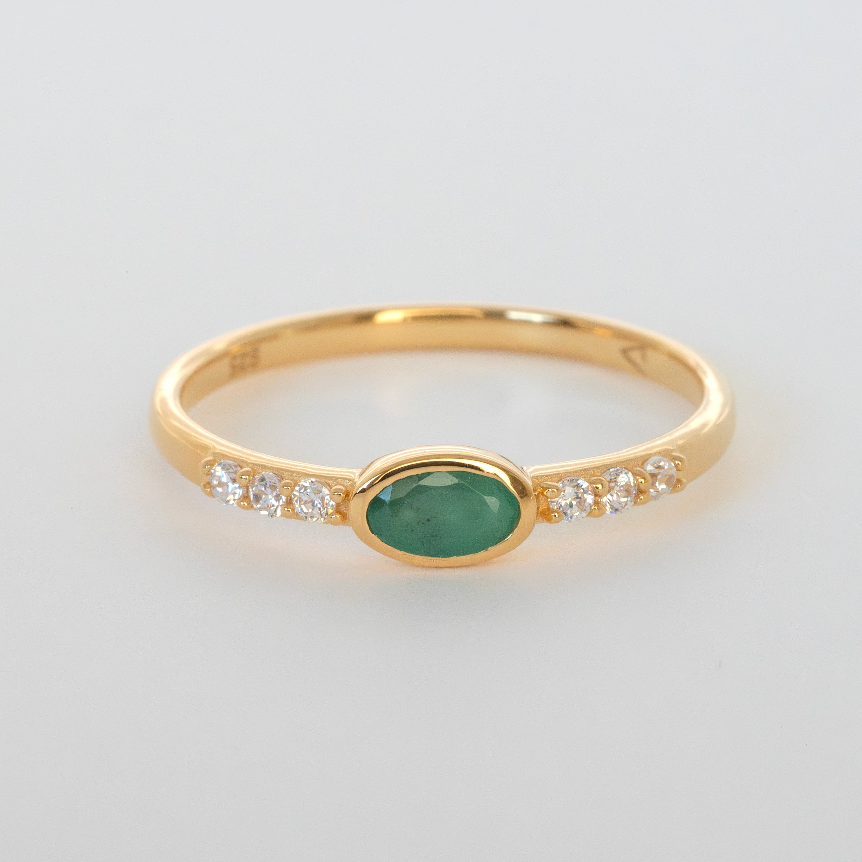 Natural Emerald Stacking Ring gold band