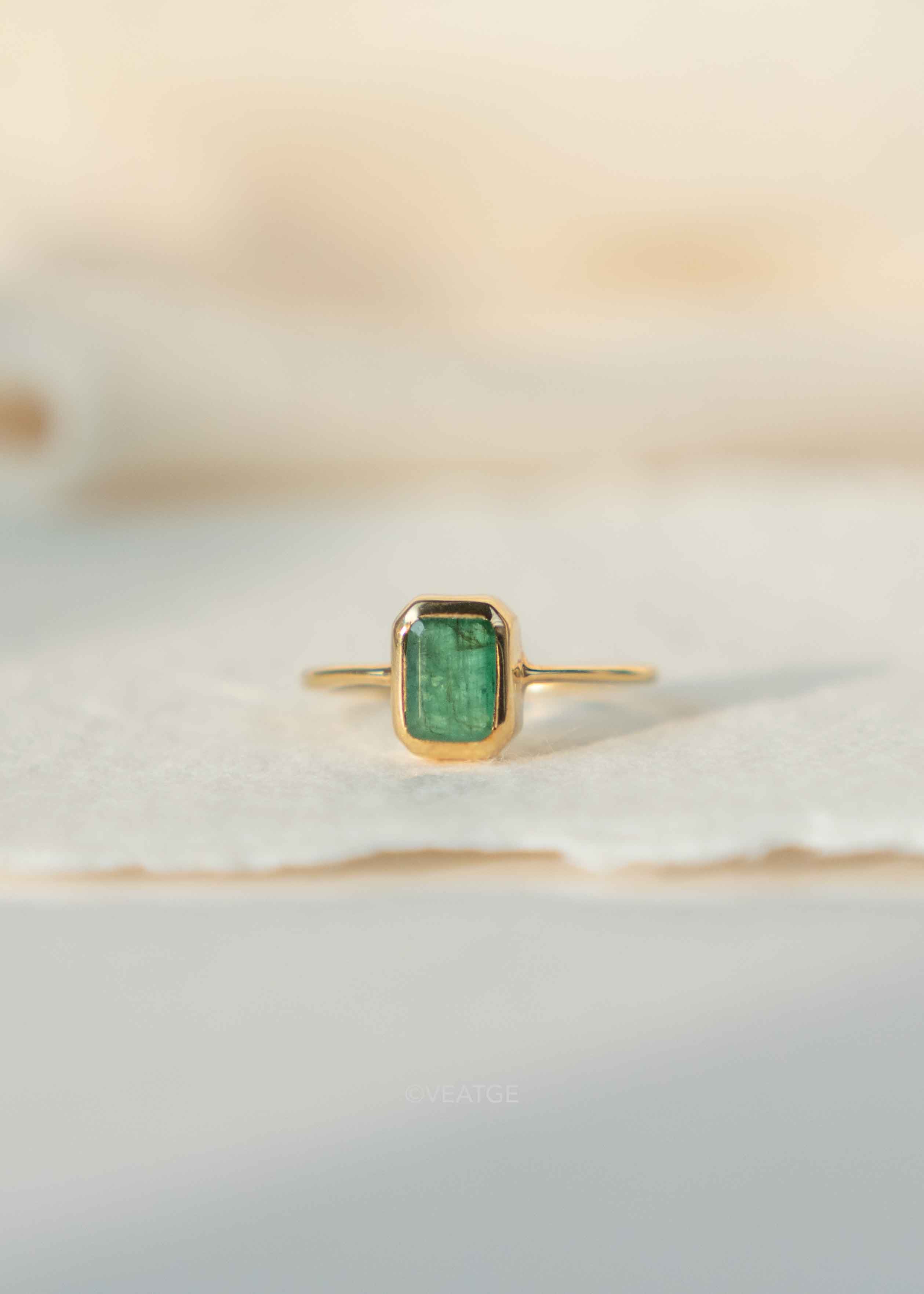 Natural Genuine Emerald Gold Ring May Birthstones Gifts for Women Girls