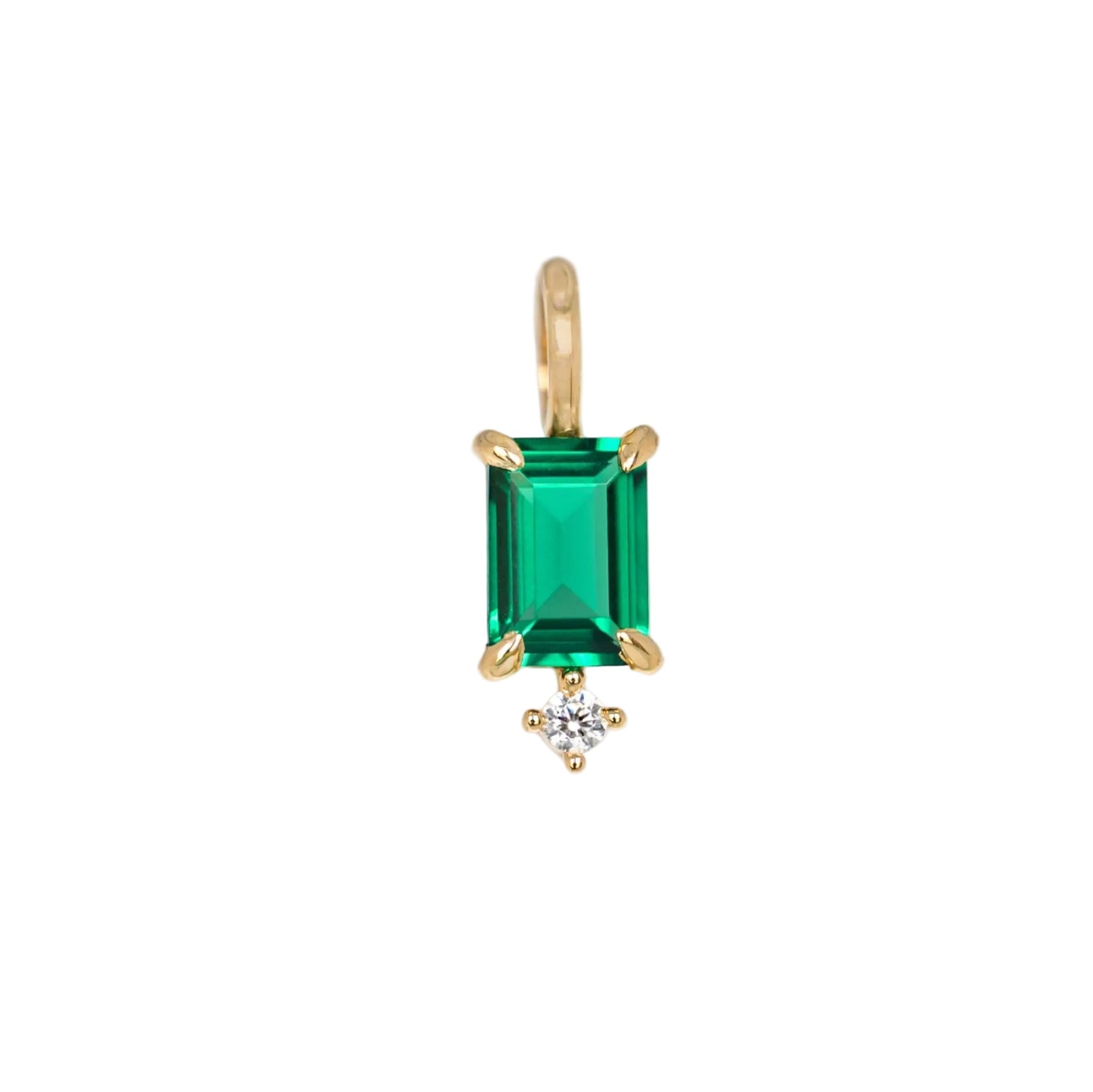 Emerald Charm pendant necklace may birthstone gift