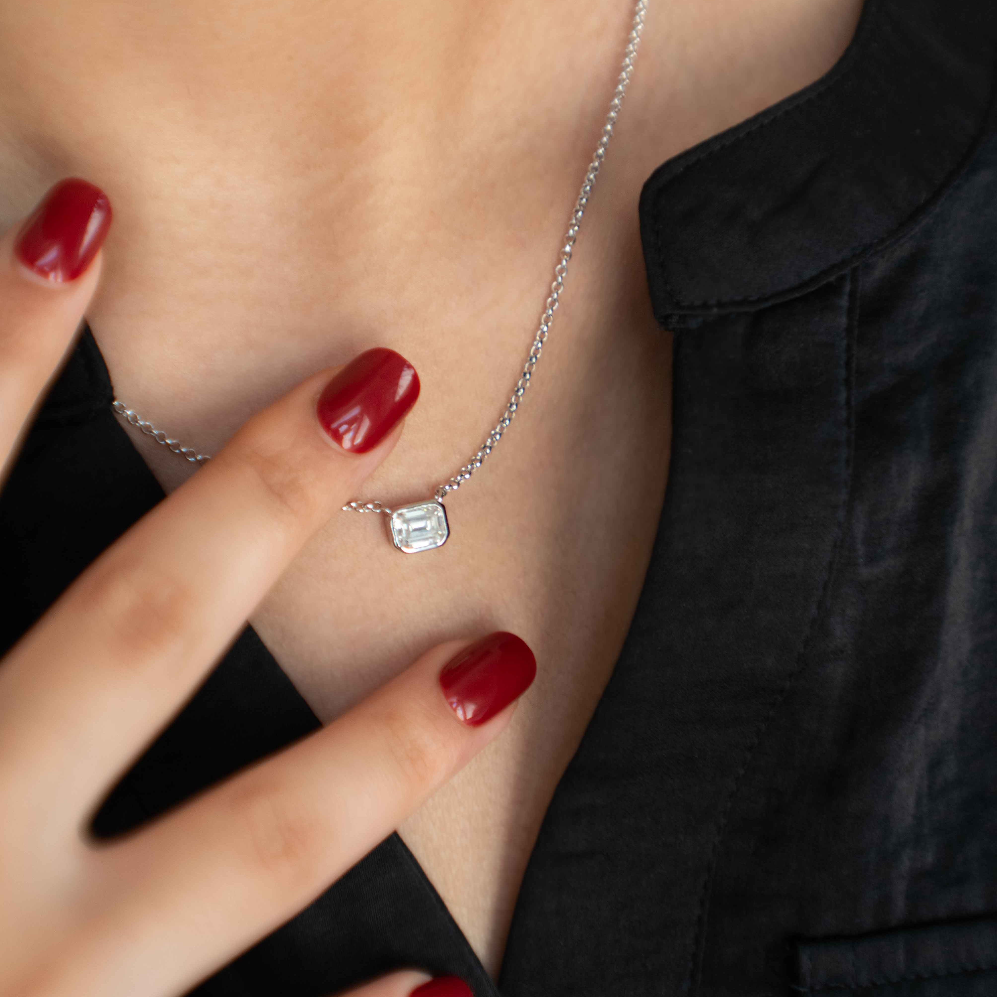 Emerald Cut Moissanite Necklace