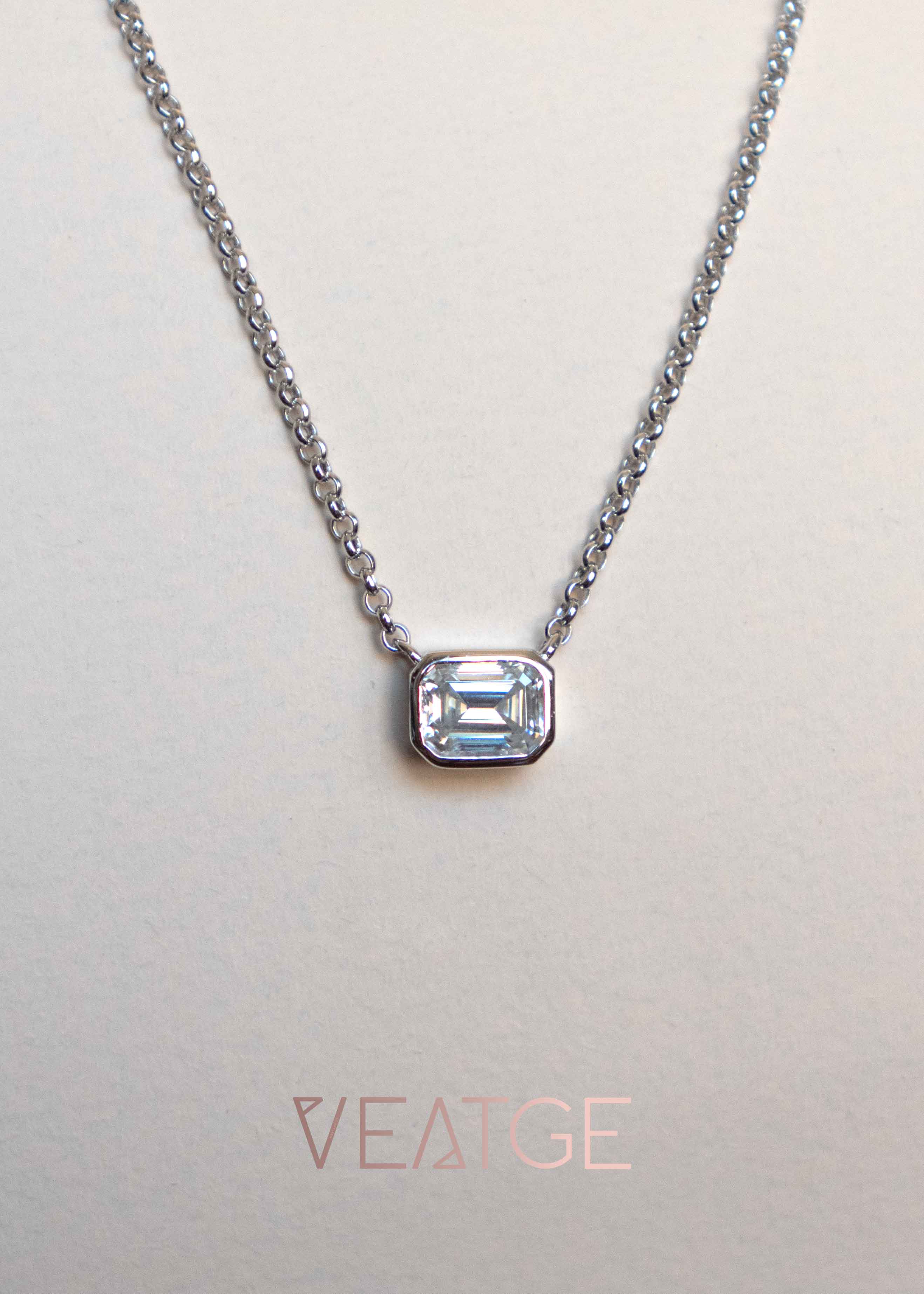 Emerald Cut Moissanite Necklace