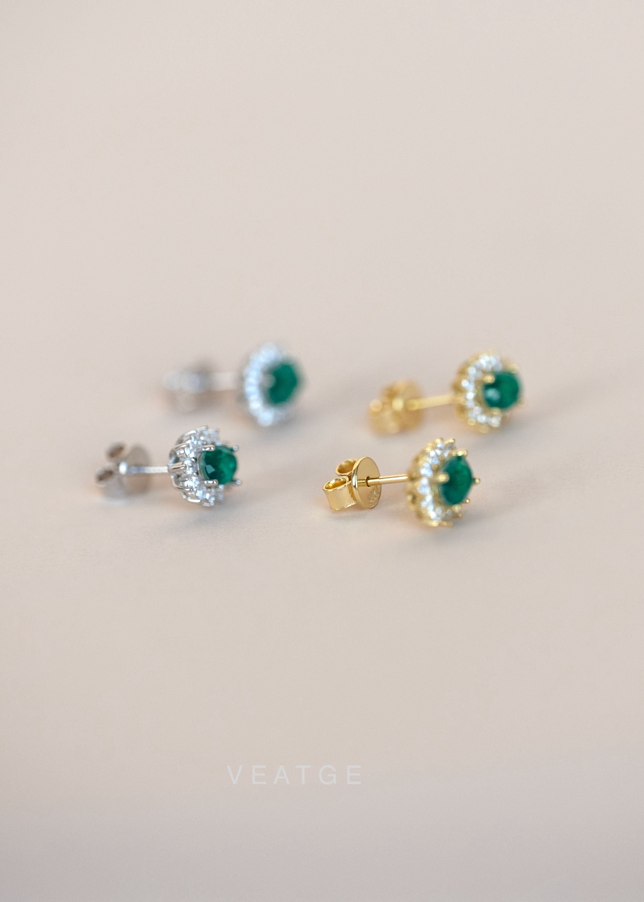 Emerald Stud Earrings, Sterling Silver and Gold Vermeil, Green May Birthstone Jewelry, Birthday Gifts, Vintage Elegant Gift for Mom Wife Her