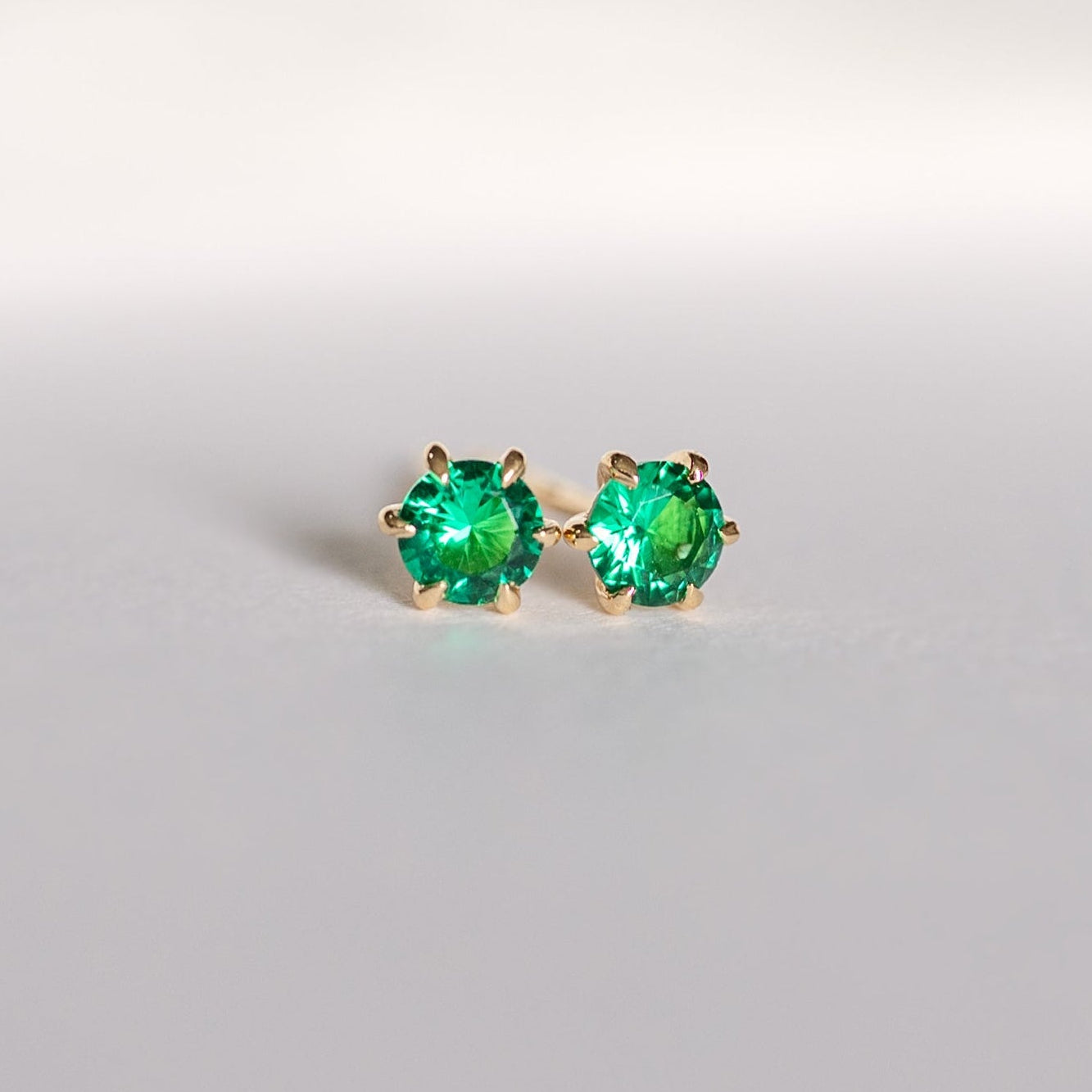 Emerald Stud Earrings Dainty Small Minimalist 14k Gold, May Birthstone, Birthday Gifts for girls, second piercing studs