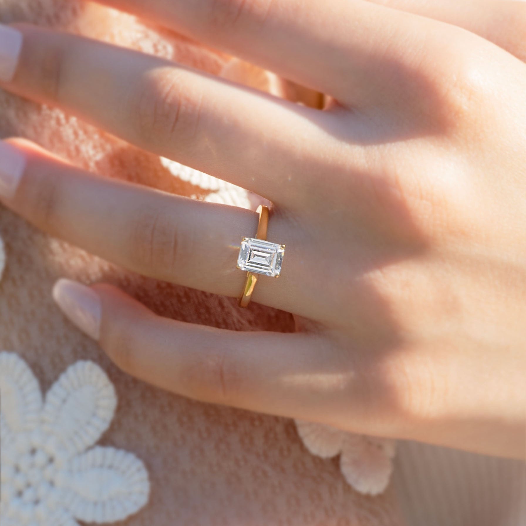 Emerald Cut Engagement Ring, Wedding Ring Gold, Anniversary Gift for Women, Alternate Wedding Ring, Replacement Rings 