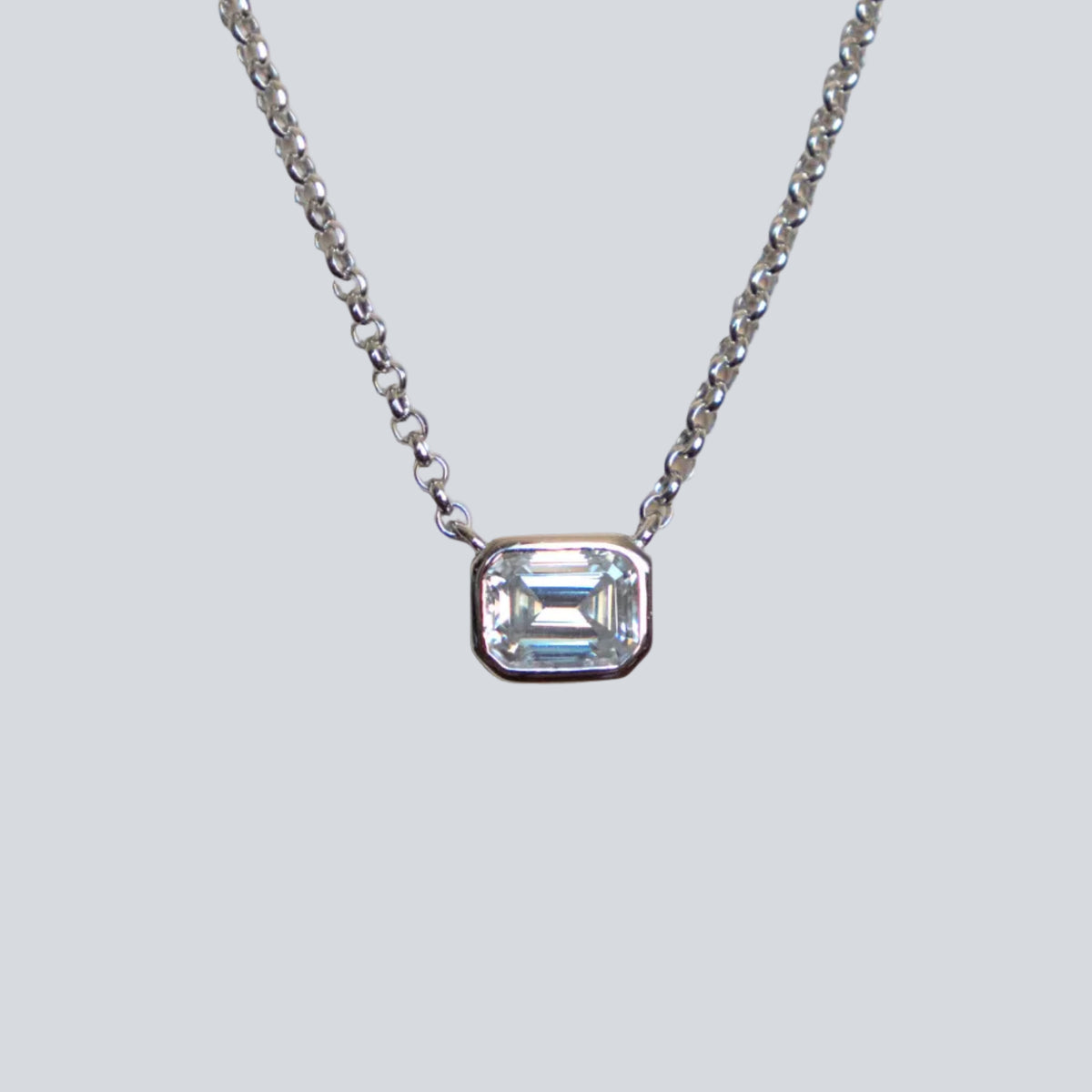 Moissanite Necklace Emerald Cut 1ct
