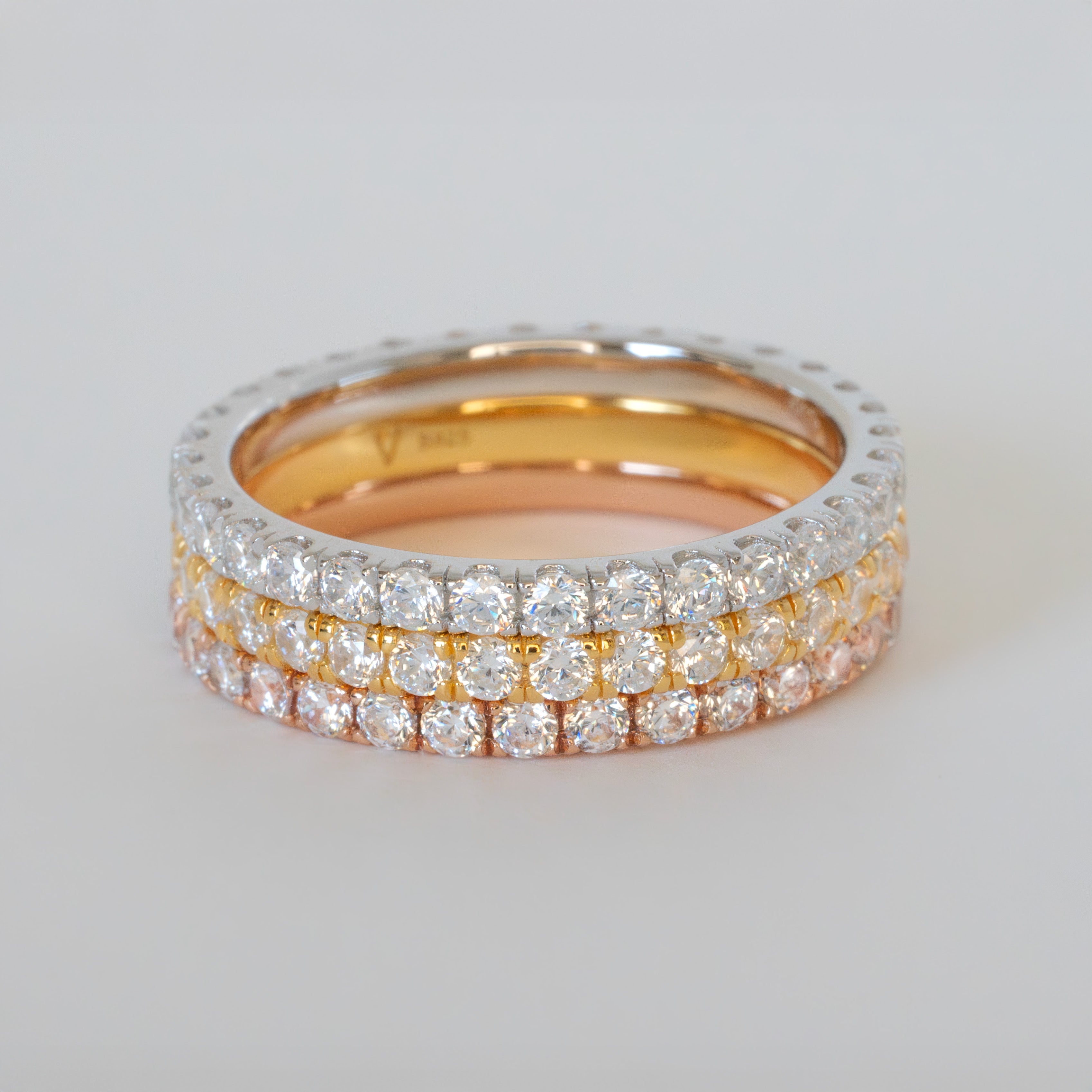 Full Eternity Band Diamond Ring, Simple Wedding Band, Dainty Stacking Ring, Micro pave ring, Promise Ring, Stackable Rings Gold, Gold Plated, Rose Gold Plated, Sterling Silver