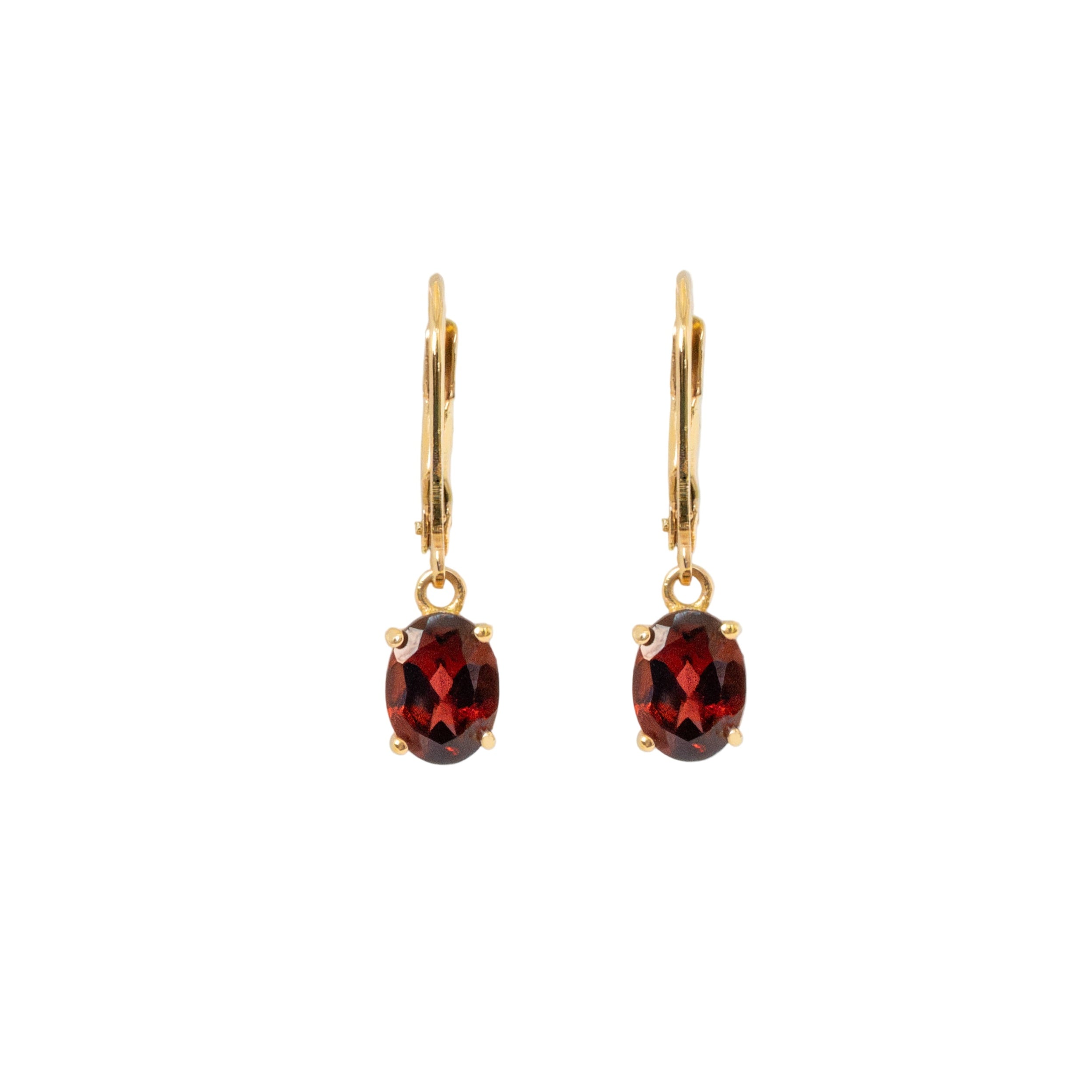 Garnet-Danlge-Earrings-Gold