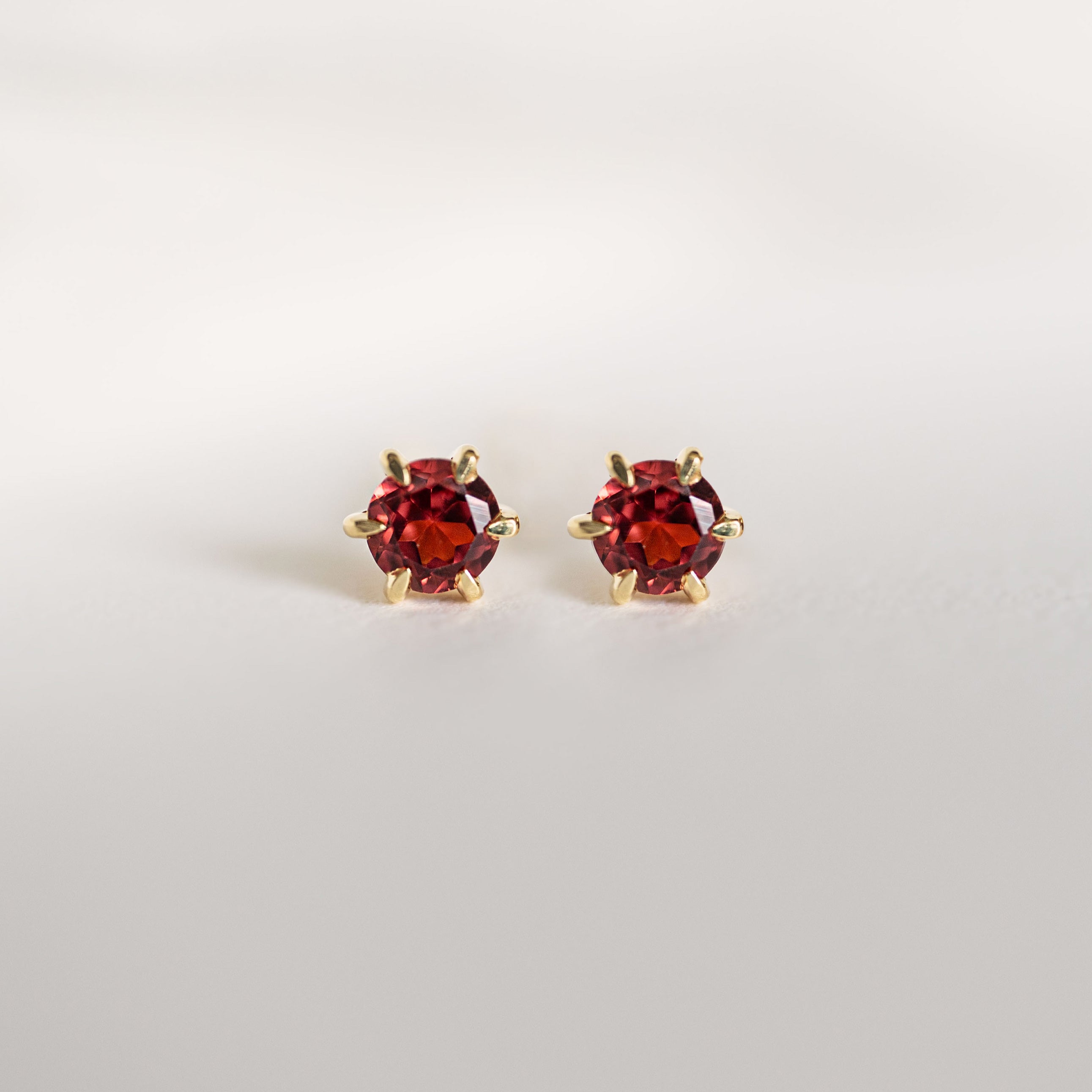 Garnet Stud Earrings Dainty Small Minimalist 14k Gold, January Birthstone, Birthday Gifts for girls, second piercing studs
