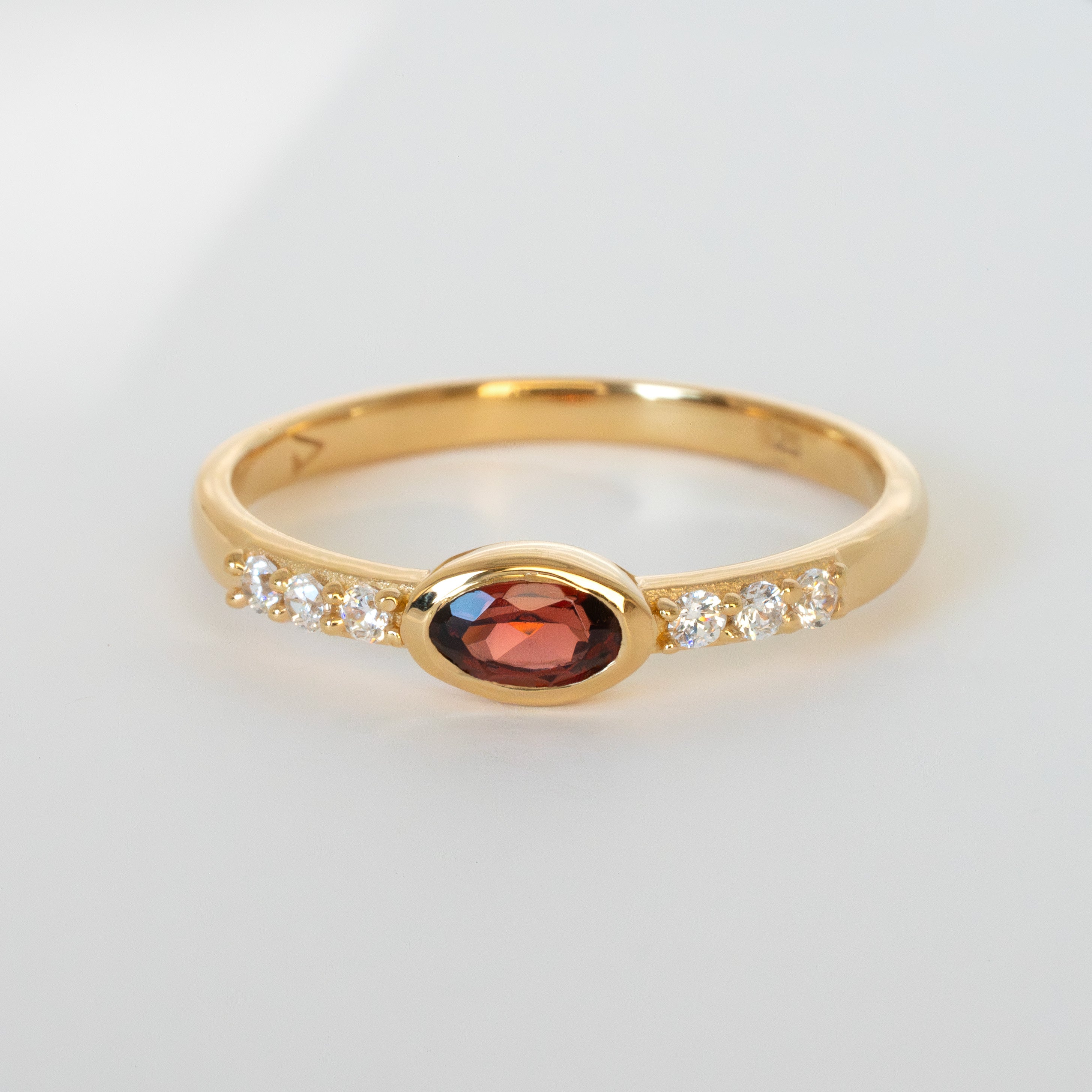 Gold Garnet Stacking Ring