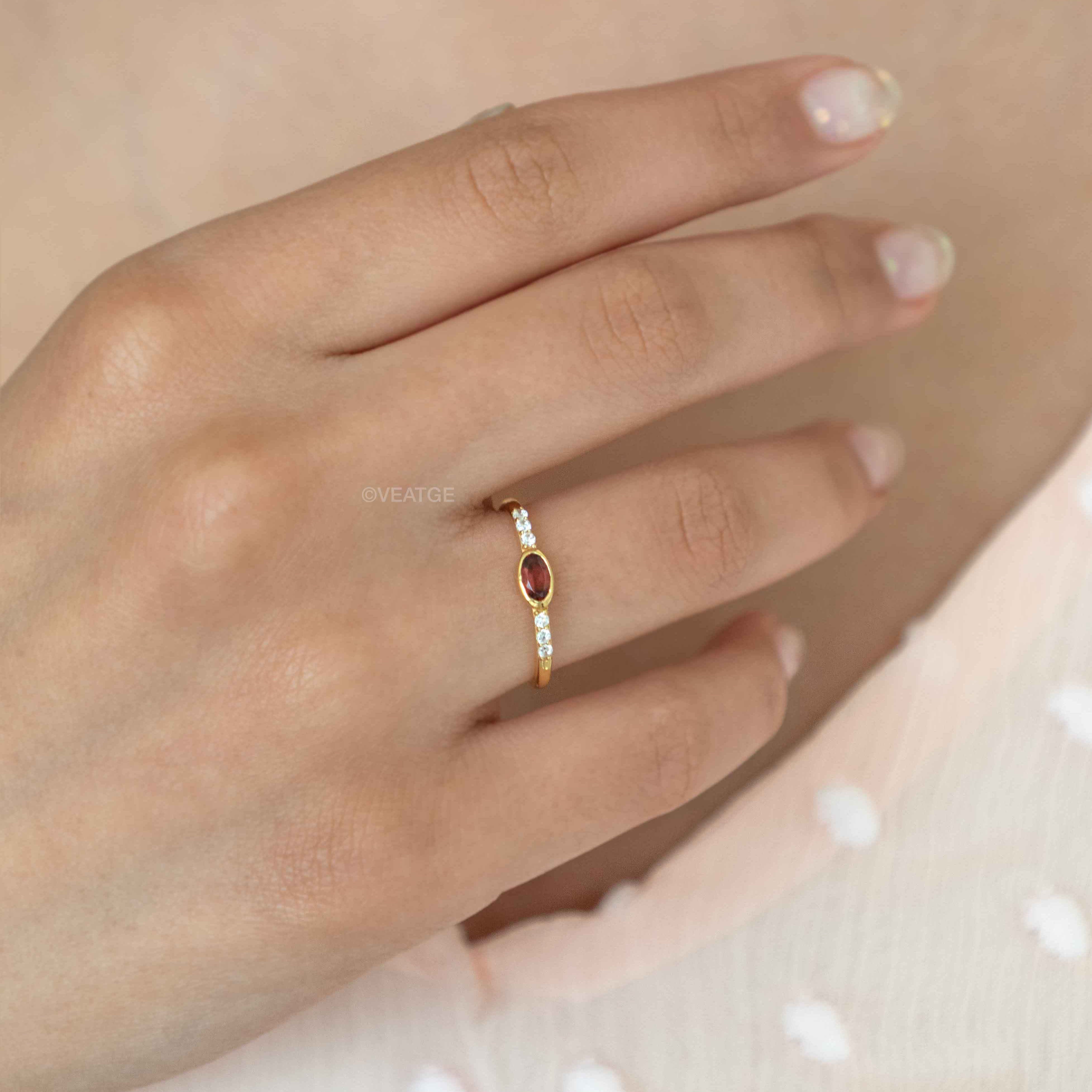 January Birthstone - Garnet Stacking Band - Elise