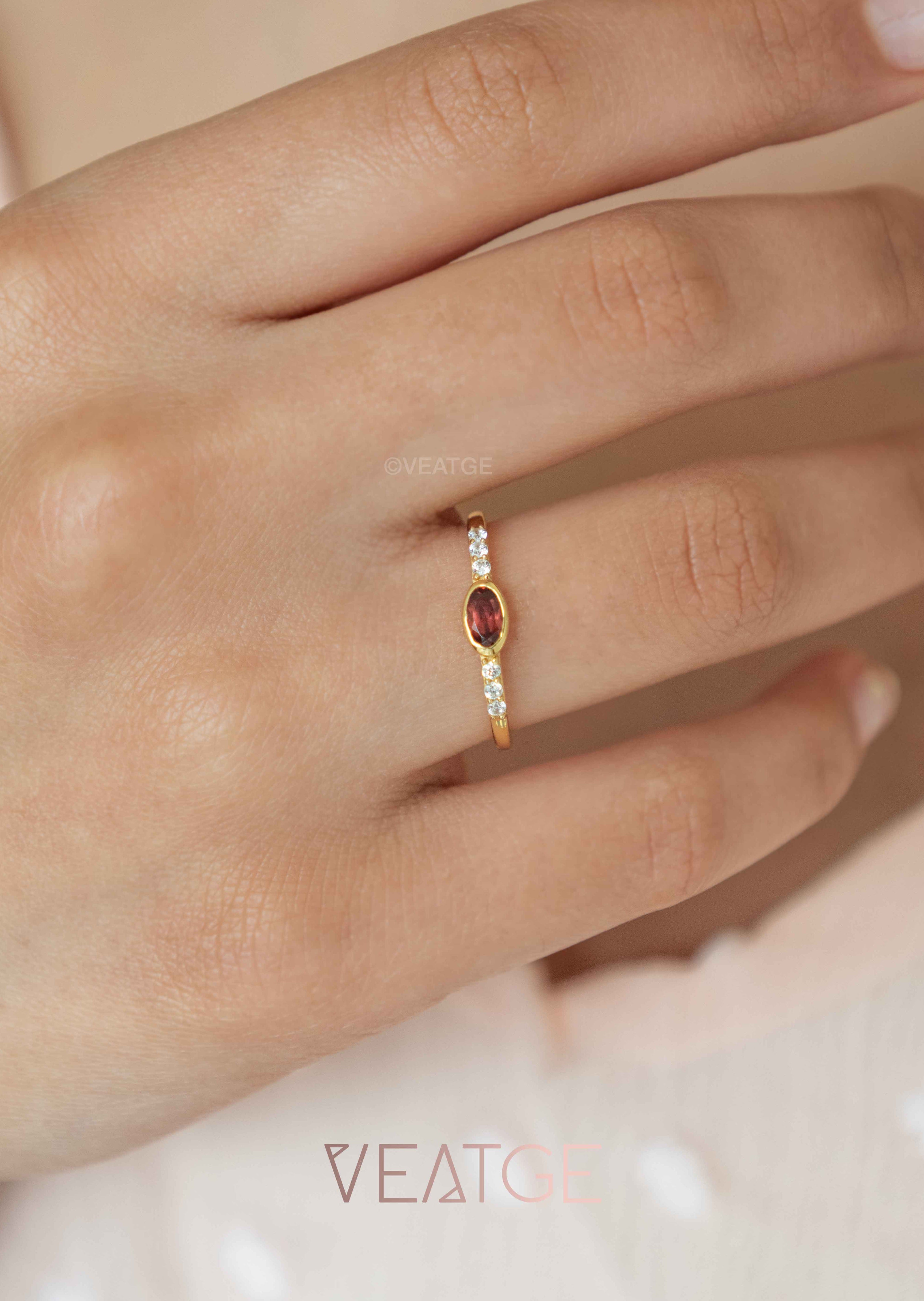 January Birthstone - Garnet Stacking Band - Elise