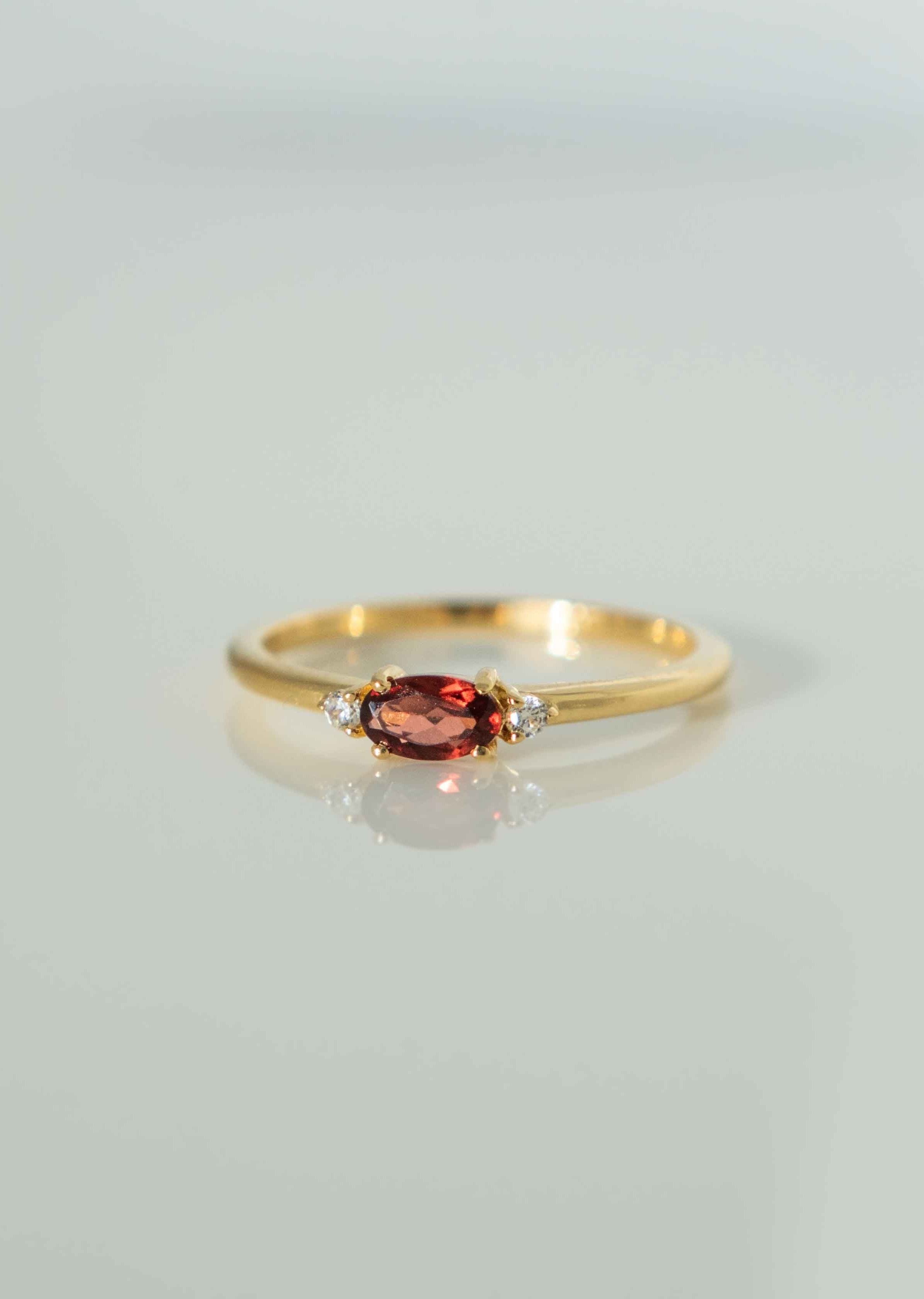 Garnet Gold Ring Stacking Band, January Birthstone, Best Gifts for Women
