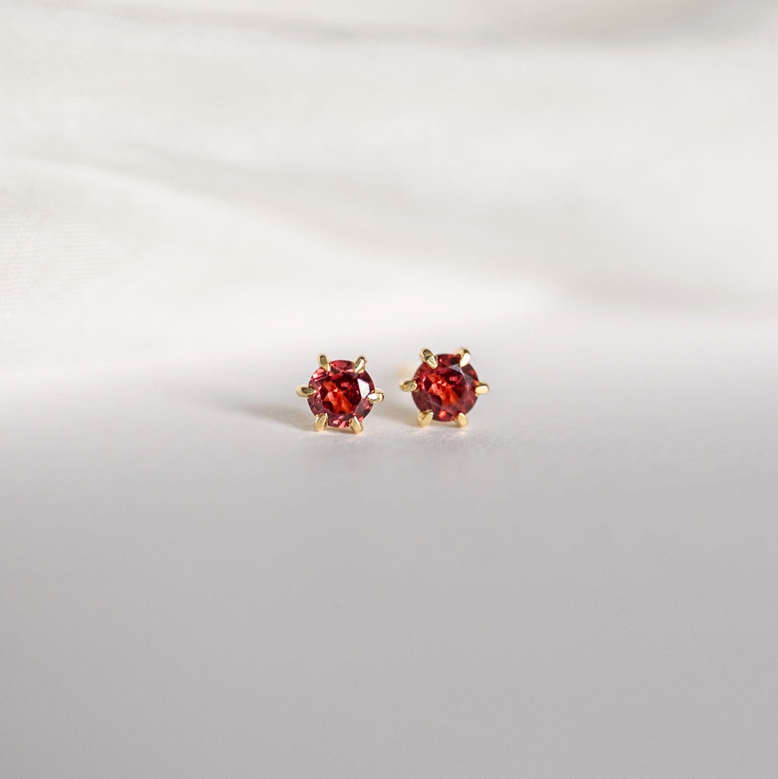 Garnet Stud Earrings Dainty Small Minimalist 14k Gold, January Birthstone, Birthday Gifts for girls, second piercing studs
