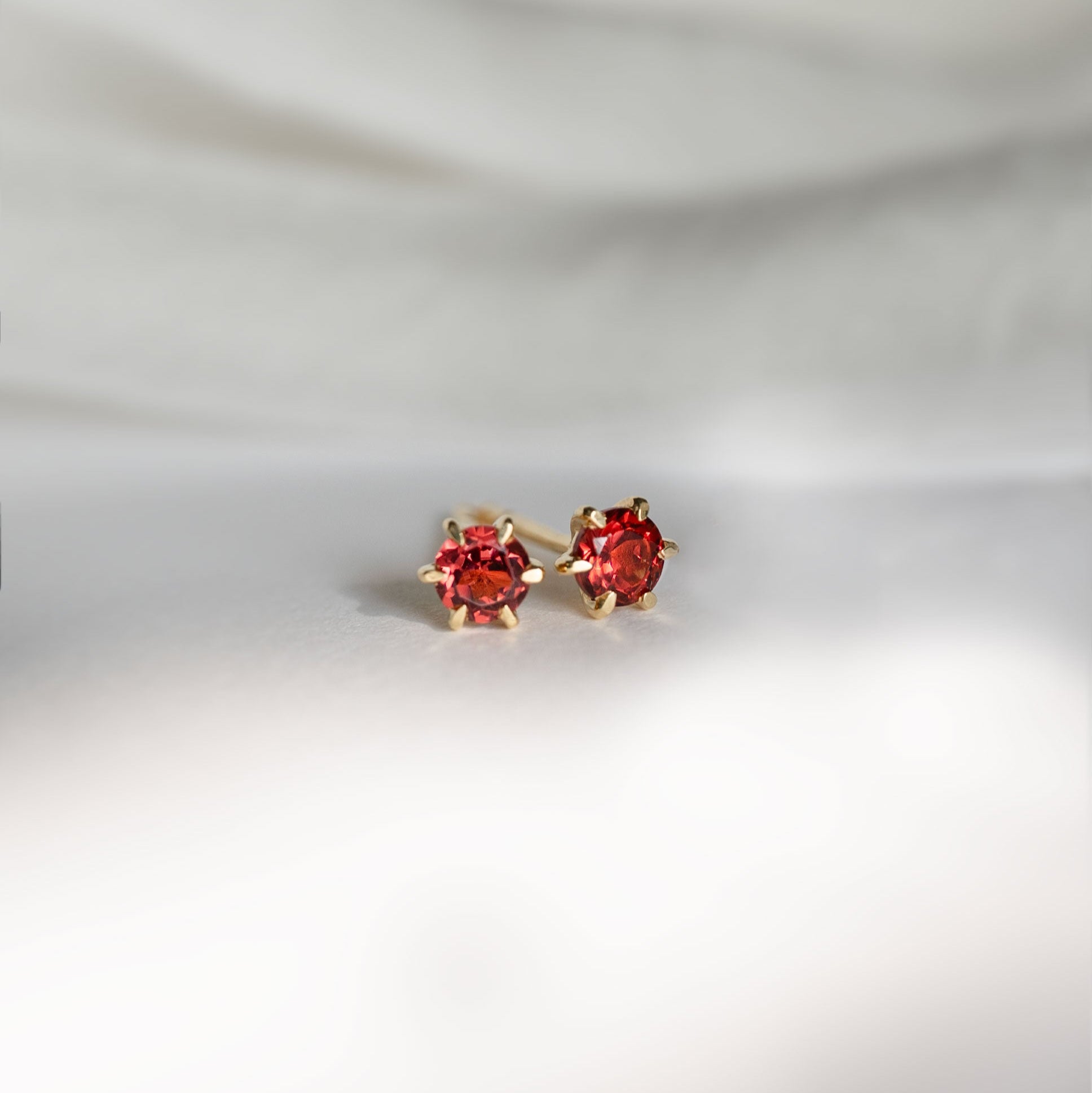 Dainty Martini set Natural garnet stud earrings gold