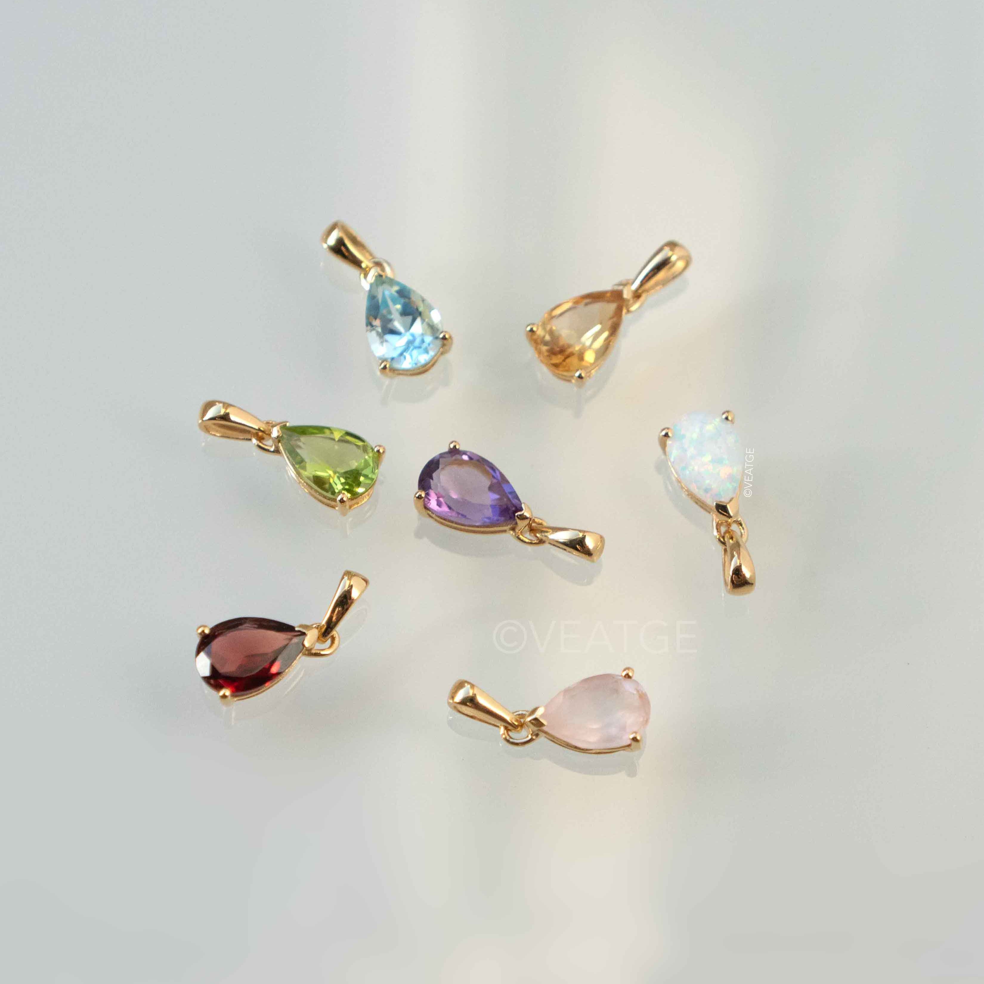 Pear Teardrop Birthstone Necklace