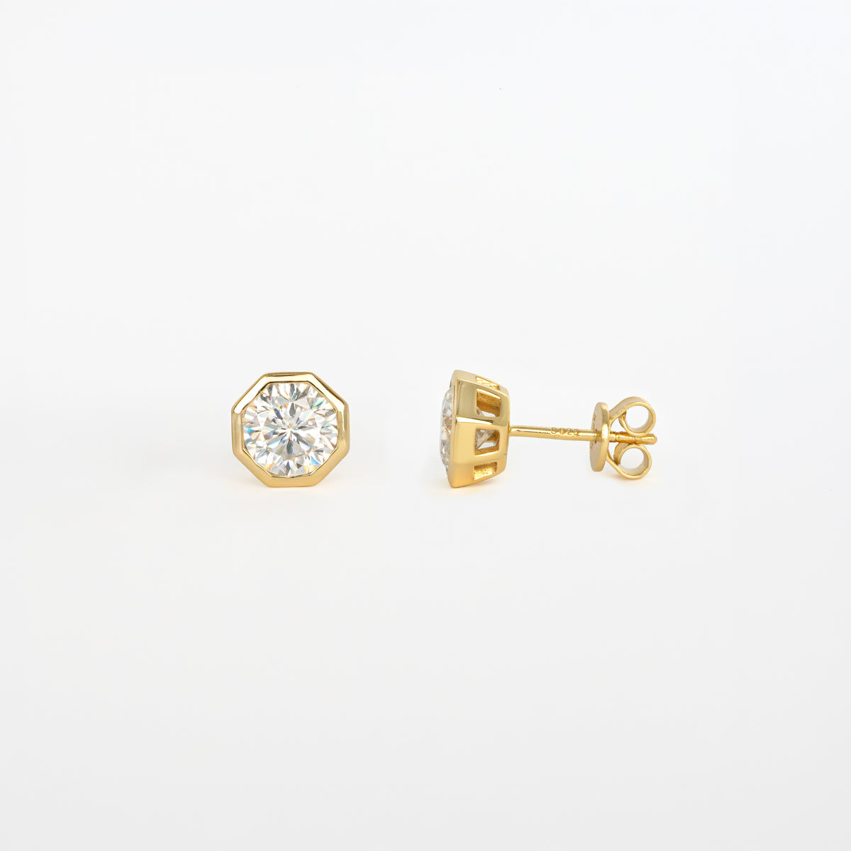 1ct Moissanite Diamond-Gold-studs