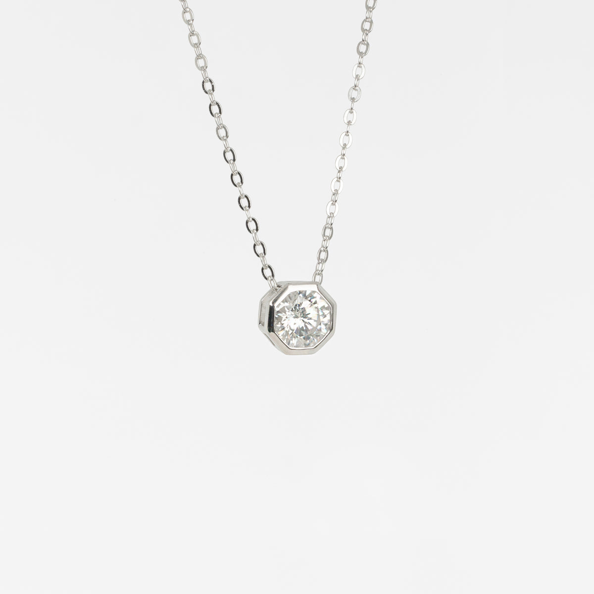 1ct Geometric Moissanite Necklace, 925 Sterling Silver Anti tarnish, Solitaire Diamond Necklace Unisex Gifts