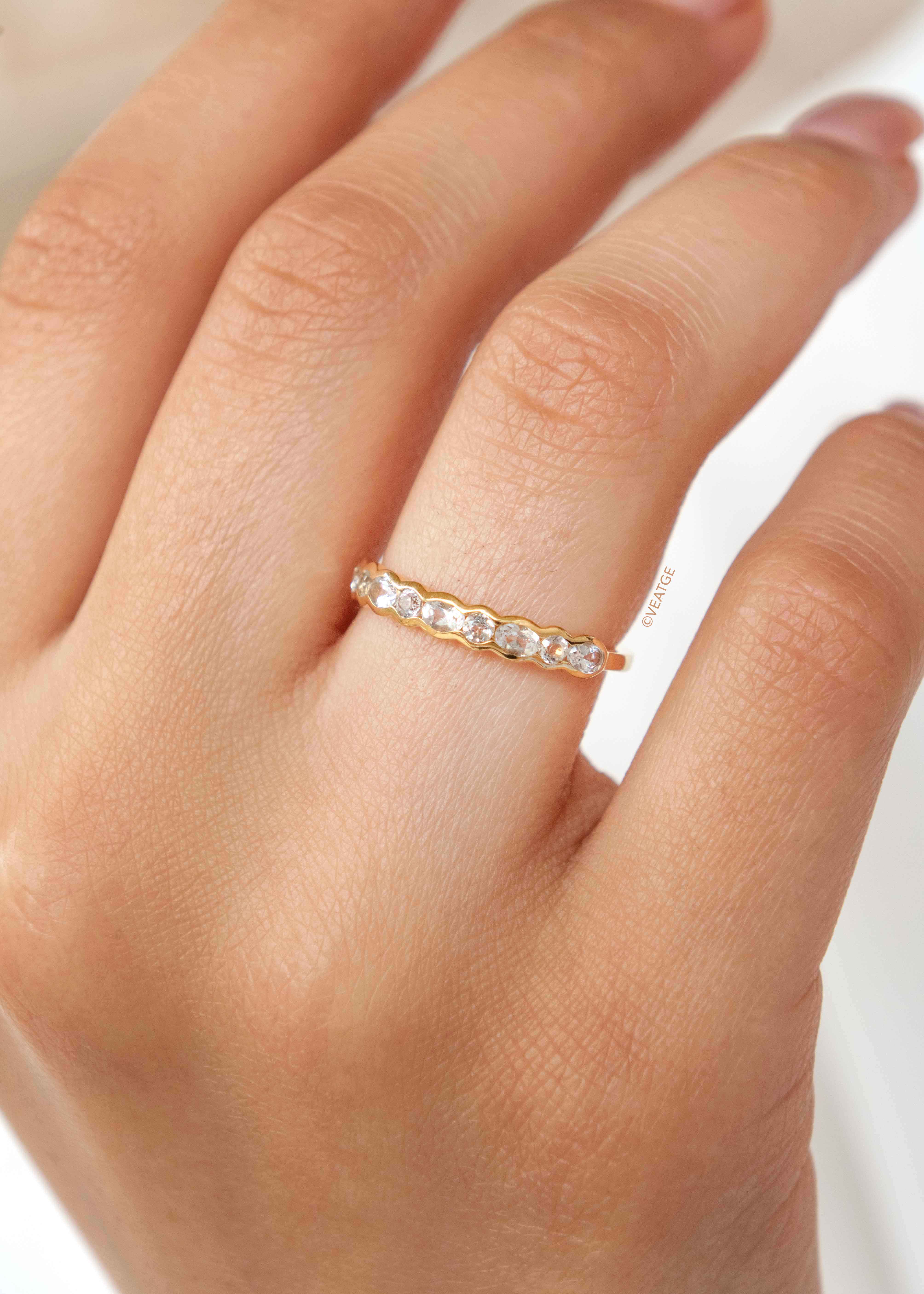 White Topaz Half Eternity Band