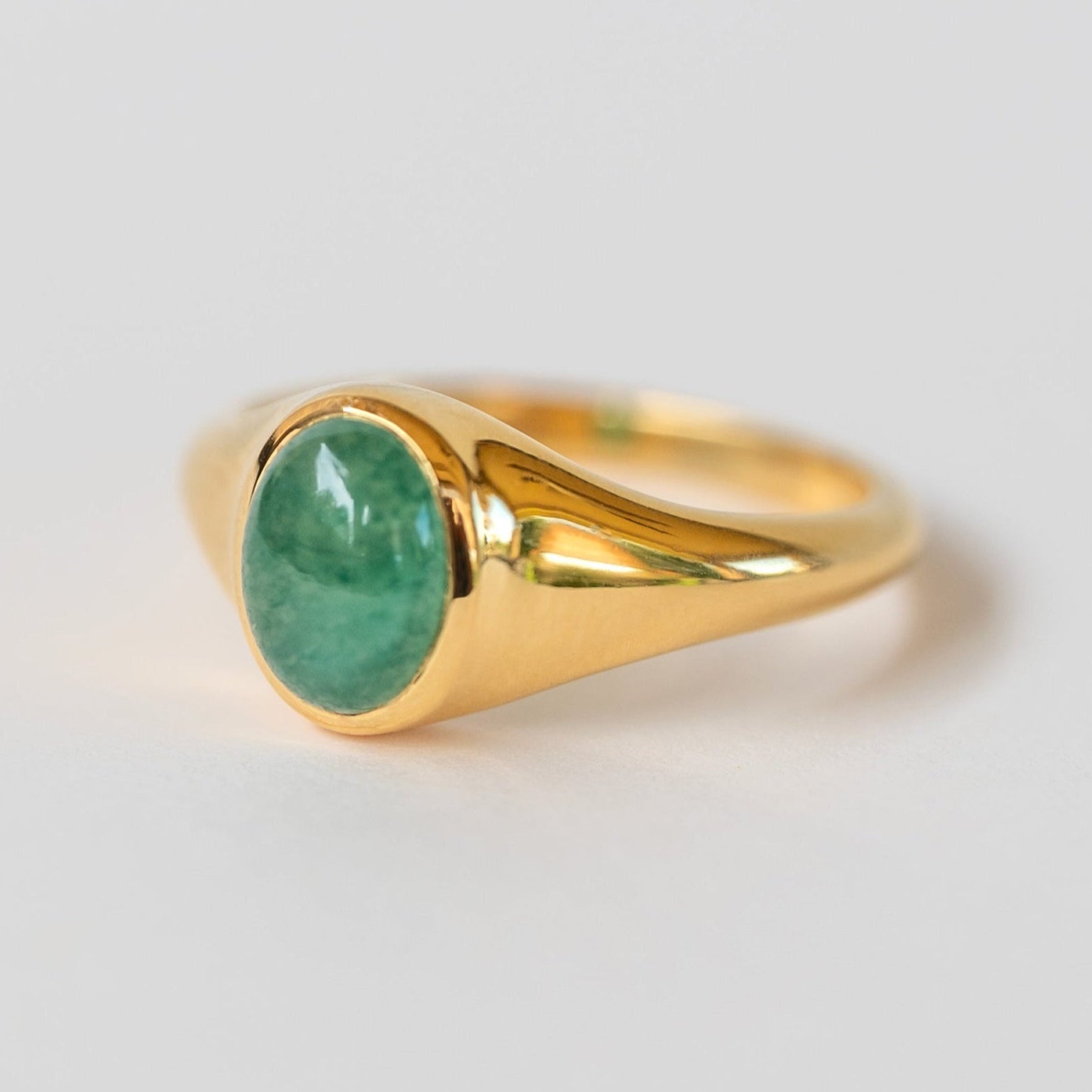 Signet Ring in Green Aventurine, Natural High Grade Aventurine Gemstone for Good Luck, Minimalist Pinky Ring Gold, Birthday Gift, Graduation Gifts, Best Friend Pinky Rings, Unisex Ring, Gift for Men, Gift for Women