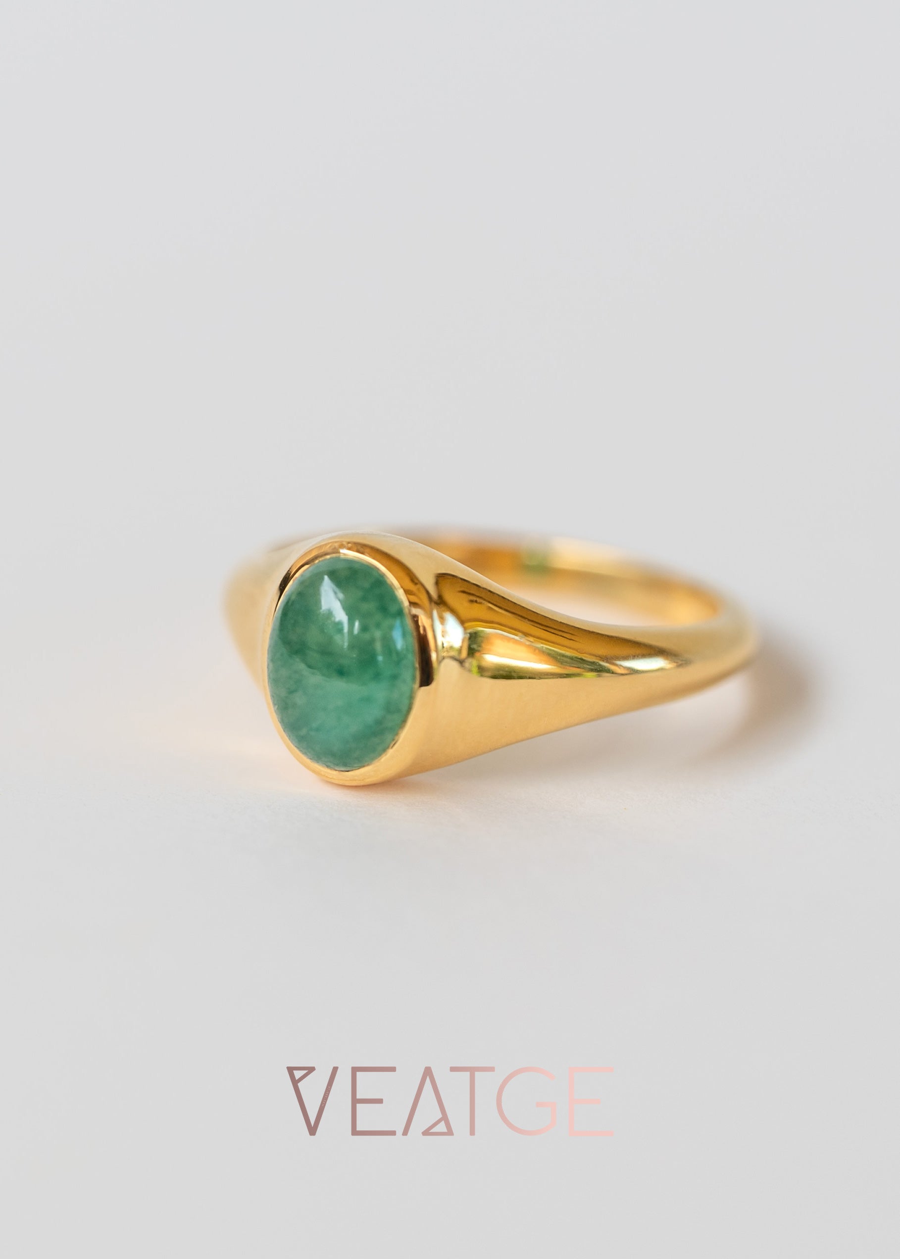 Signet Ring in Green Aventurine, Natural High Grade Aventurine Gemstone for Good Luck, Minimalist Pinky Ring Gold, Birthday Gift, Graduation Gifts, Best Friend Pinky Rings, Unisex Ring, Gift for Men, Gift for Women