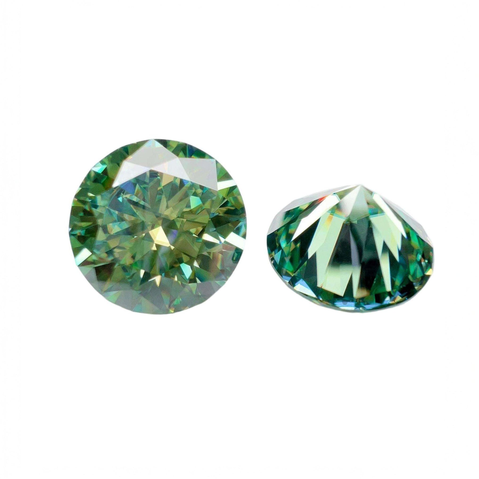 Green Moissanite gemstones with fire