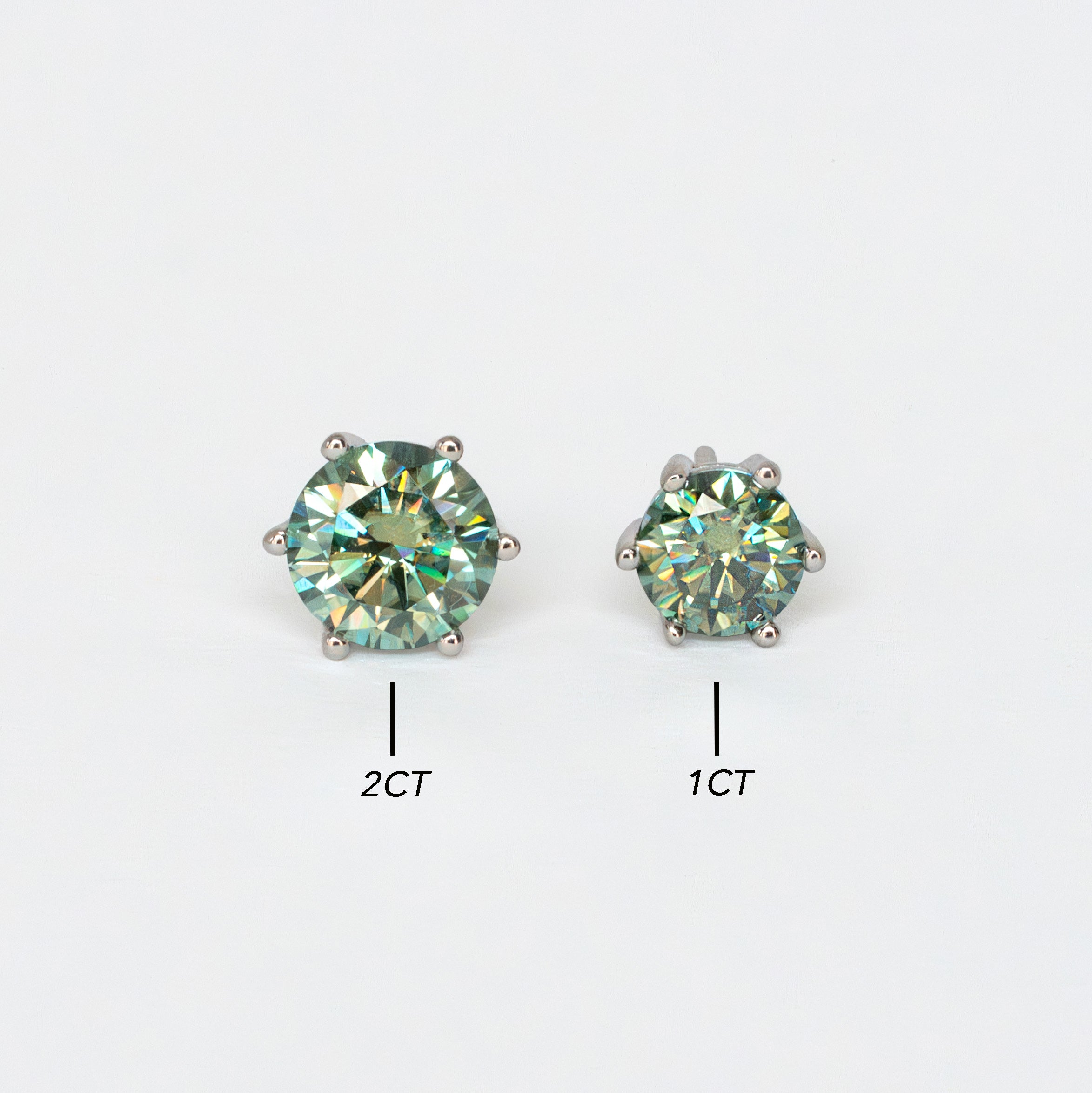 Green Moissanite Stud Earrings Sterling Silver 925, Anniversary Birthday Gifts for Wife, Mother's Day Gift for Mom