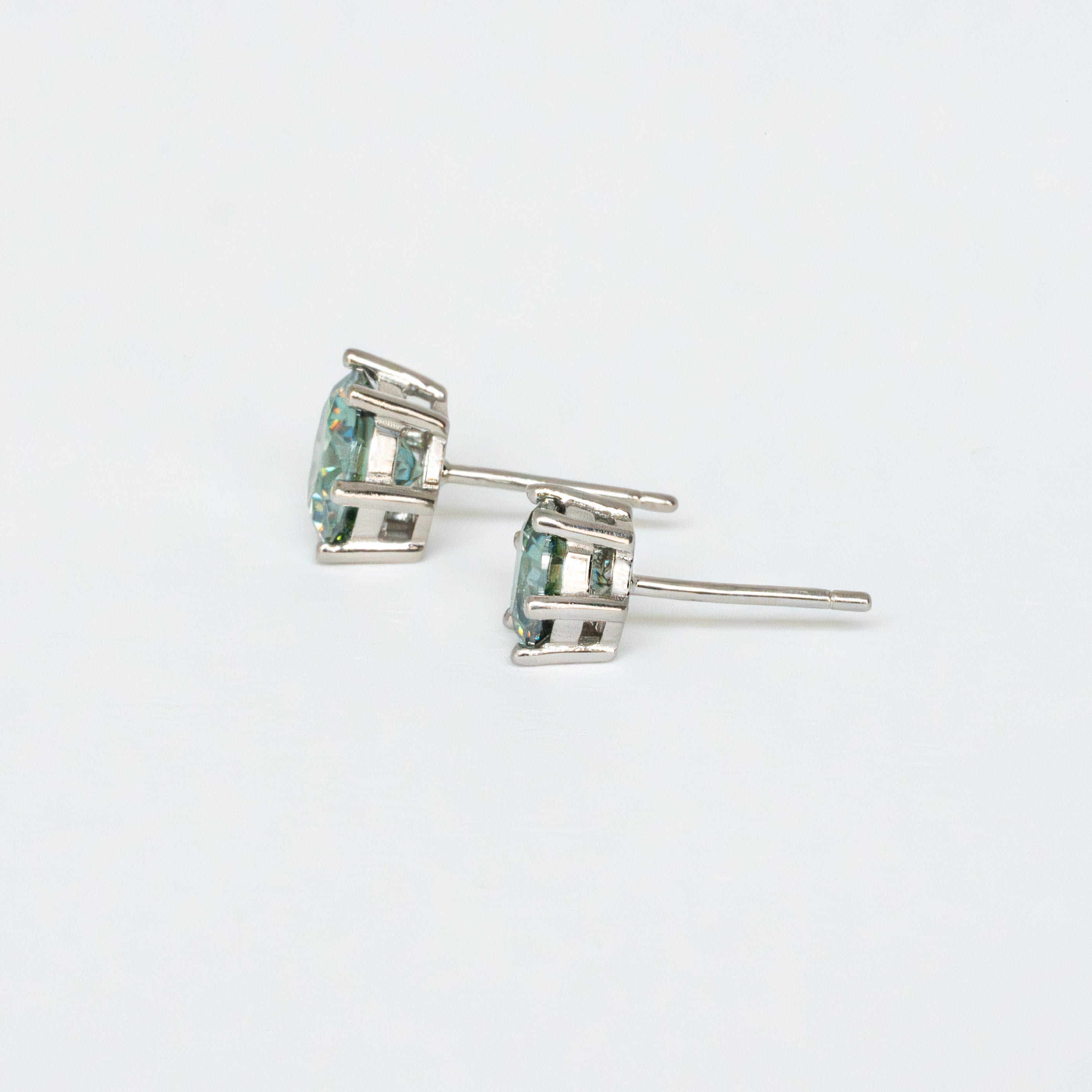 Green Moissanite Stud Earrings Sterling Silver 925, Anniversary Birthday Gifts for Wife, Mother's Day Gift for Mom
