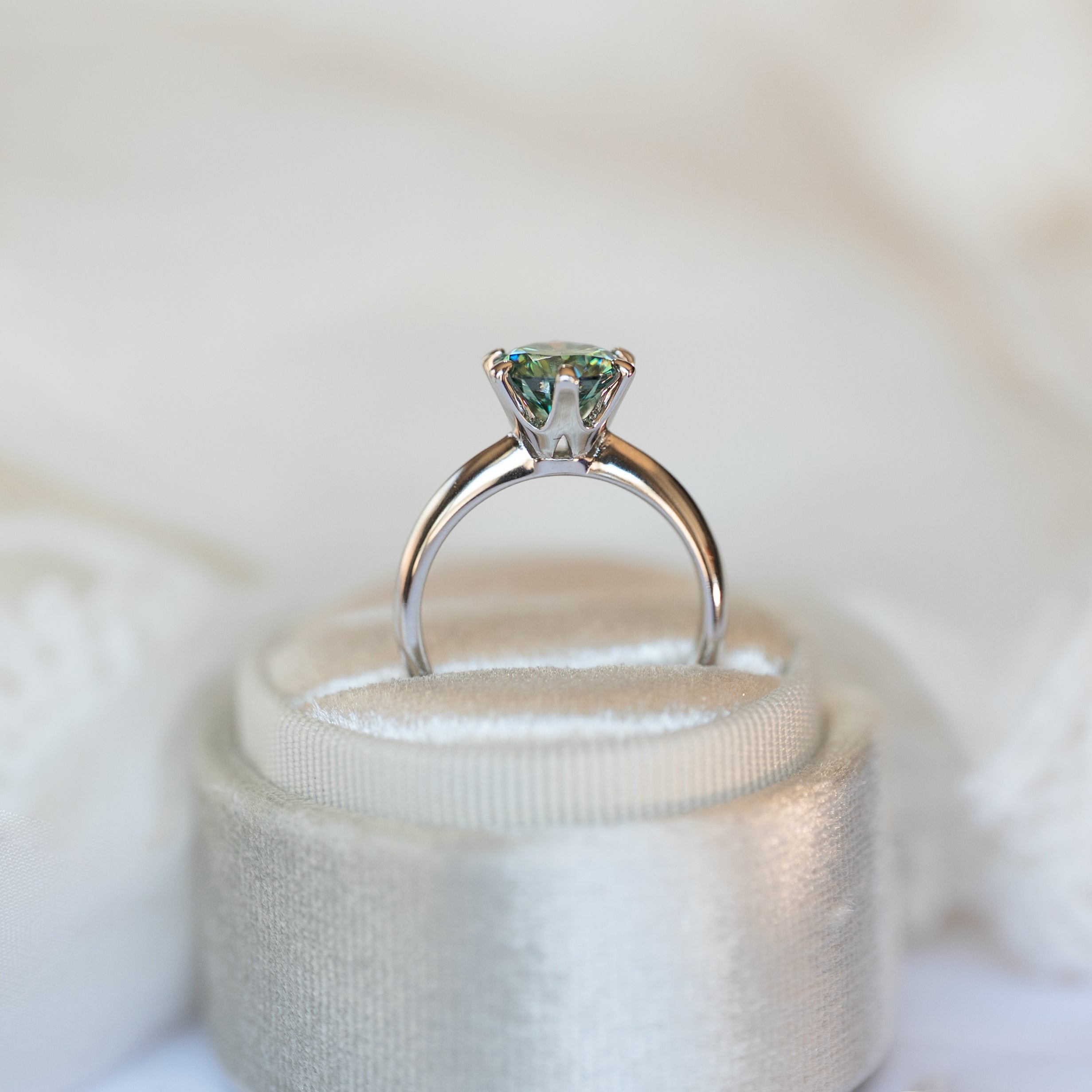 Green Moissanite Engagement Ring 2 carat Sterling Silver 925, Anniversary Birthday Gifts for Wife