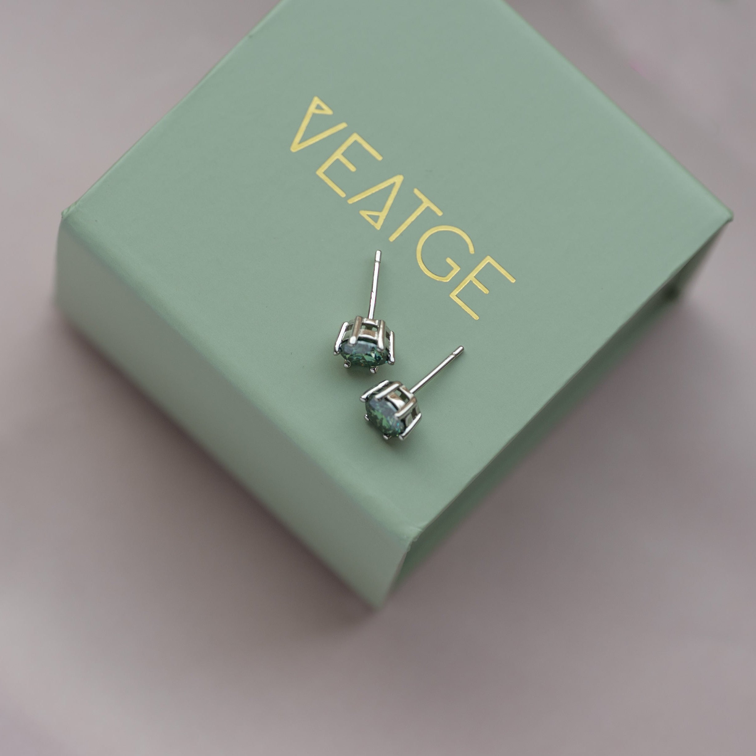Green Moissanite Stud Earrings Sterling Silver 925, Anniversary Birthday Gifts for Wife, Mother's Day Gift for Mom
