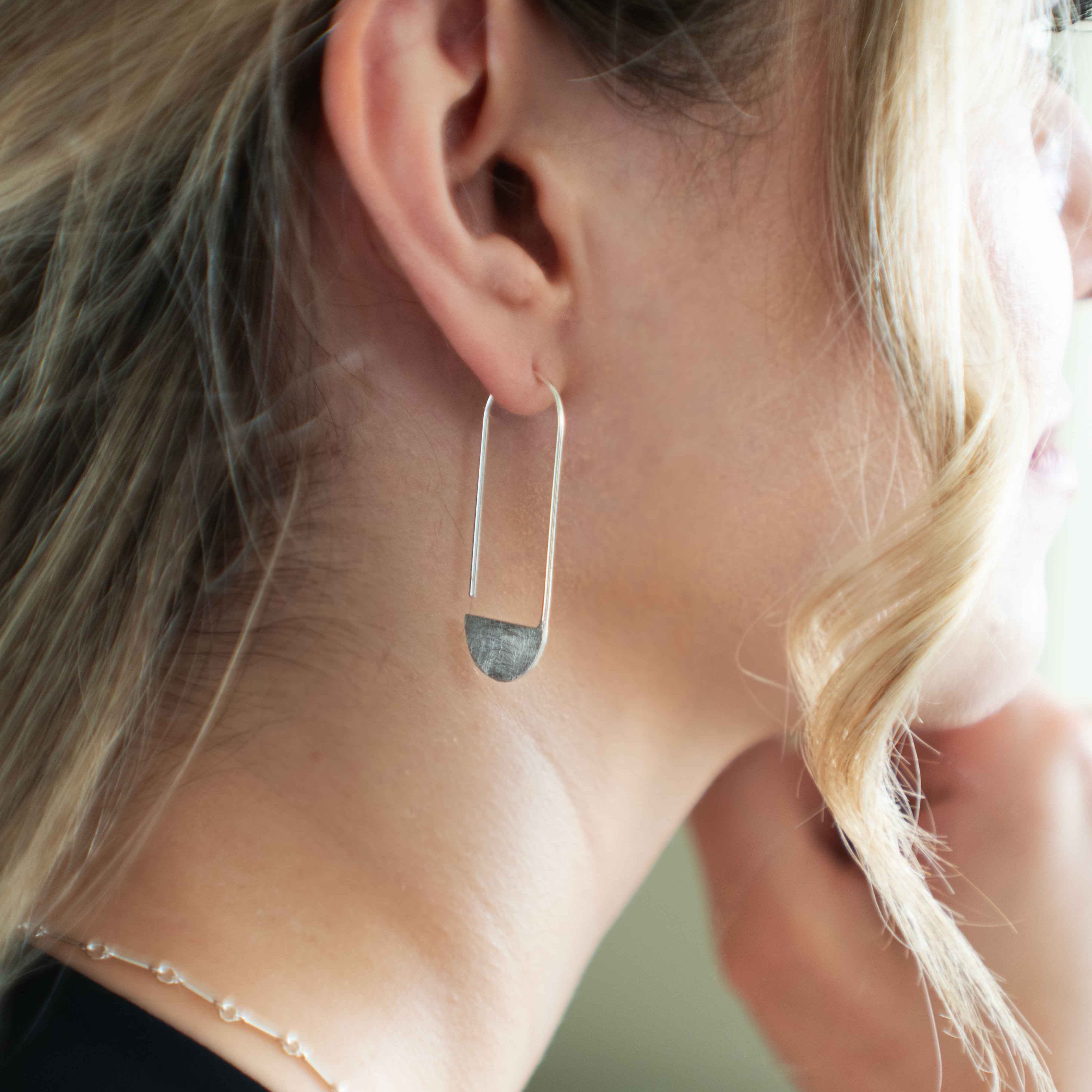 Half Circle Silver Earrings