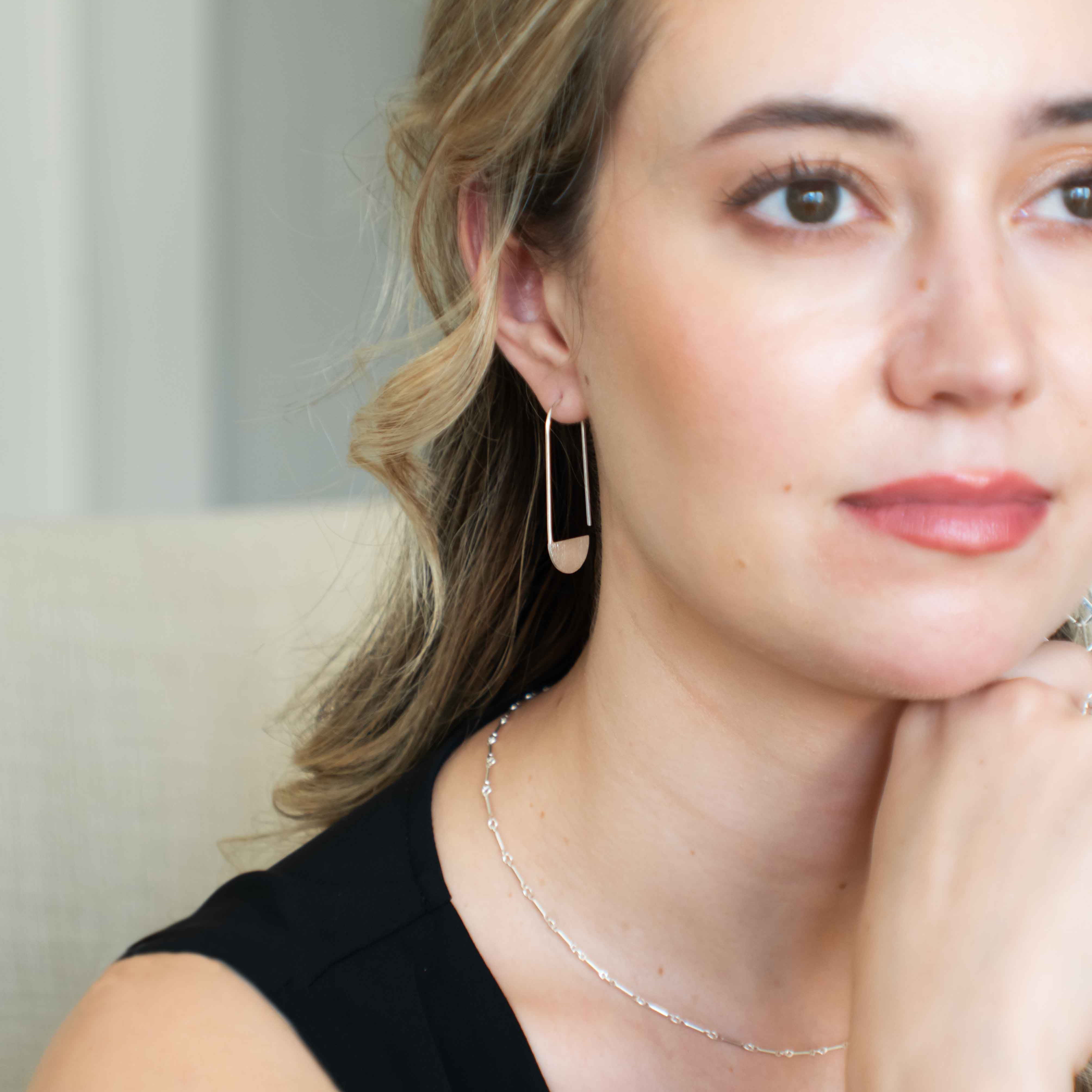 Half Circle Silver Earrings