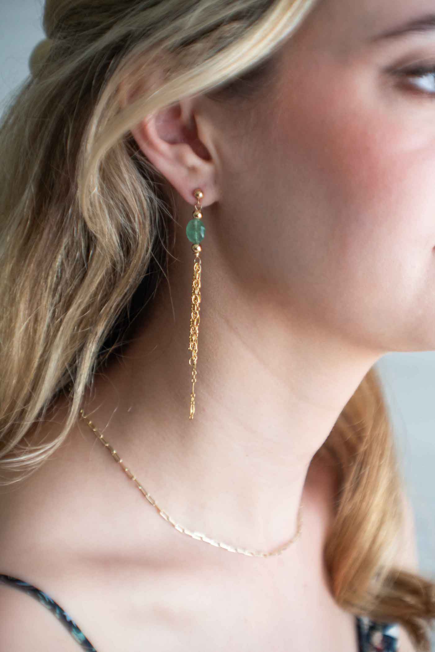 Gemstone Tassel Earrings long Delicate Gold Earrings Gift for Women Best Gifts for Girls