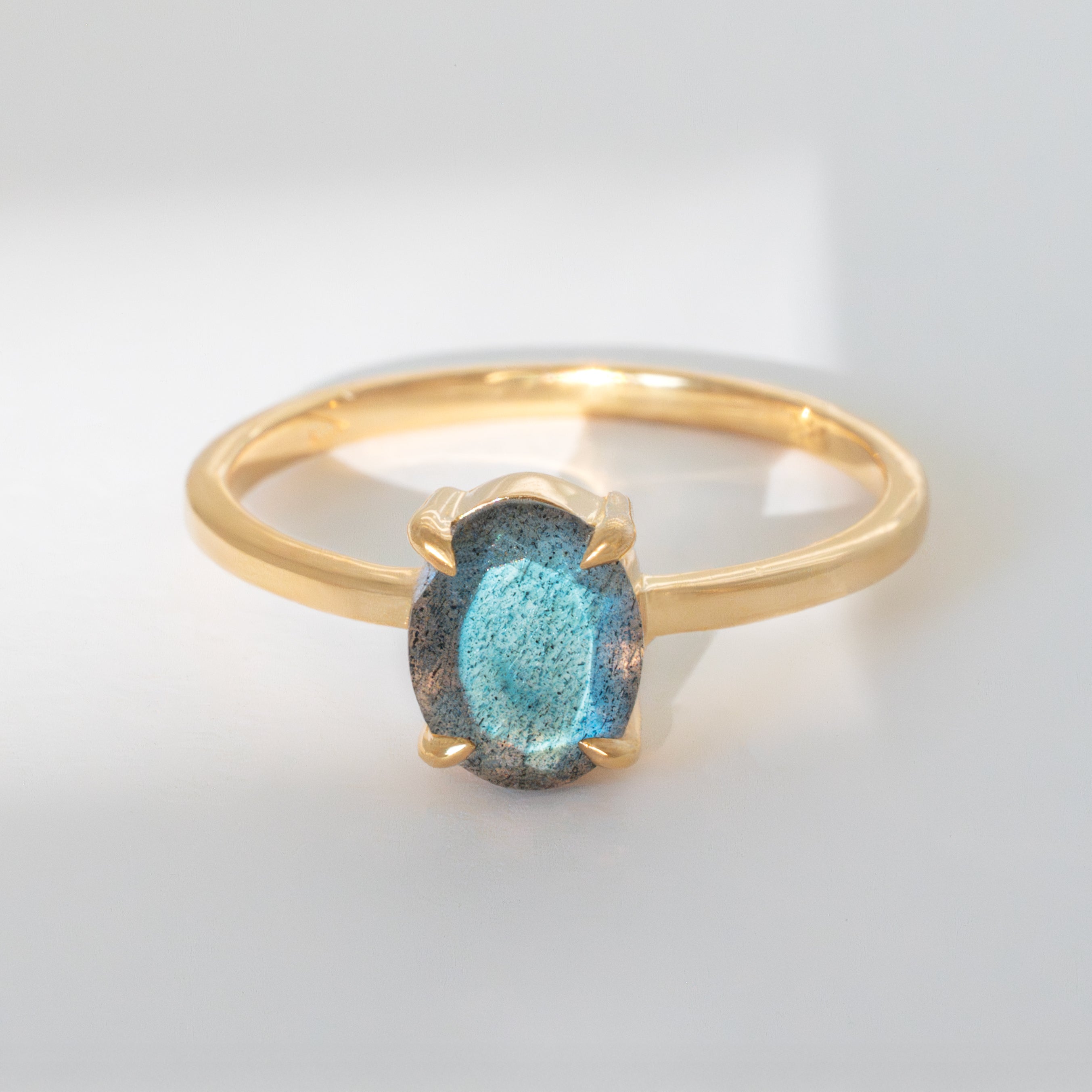 Labradorite Natural Genuine Gemstone Ring 14k Gold Vermeil, Raw Birthstone Engagement Promise Rings for Women, Christmas Gifts for Her
