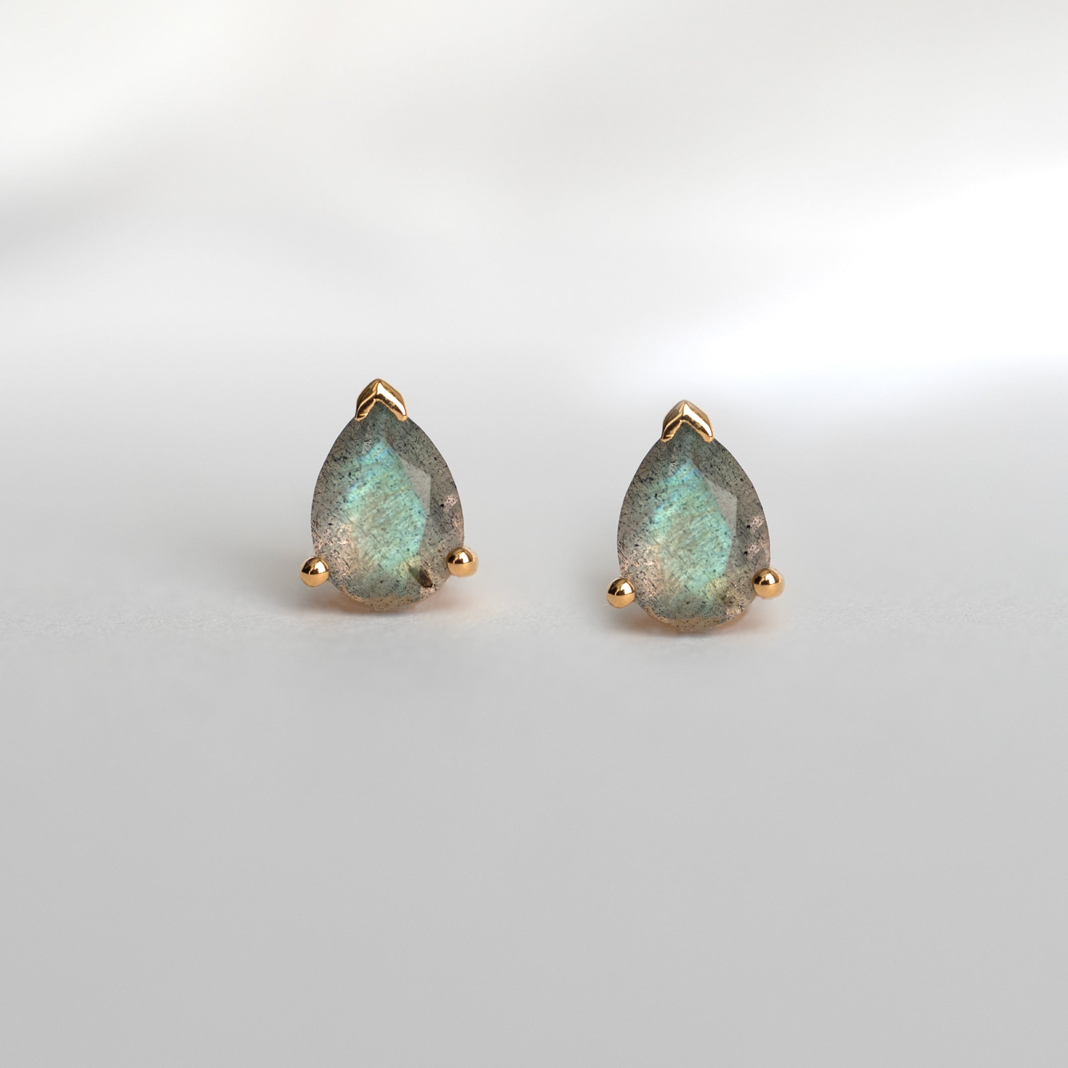Labradorite Pear Stud Earrings Teardrop Gifts for Mom Girlfriend best friend, Cute Birthday Gifts