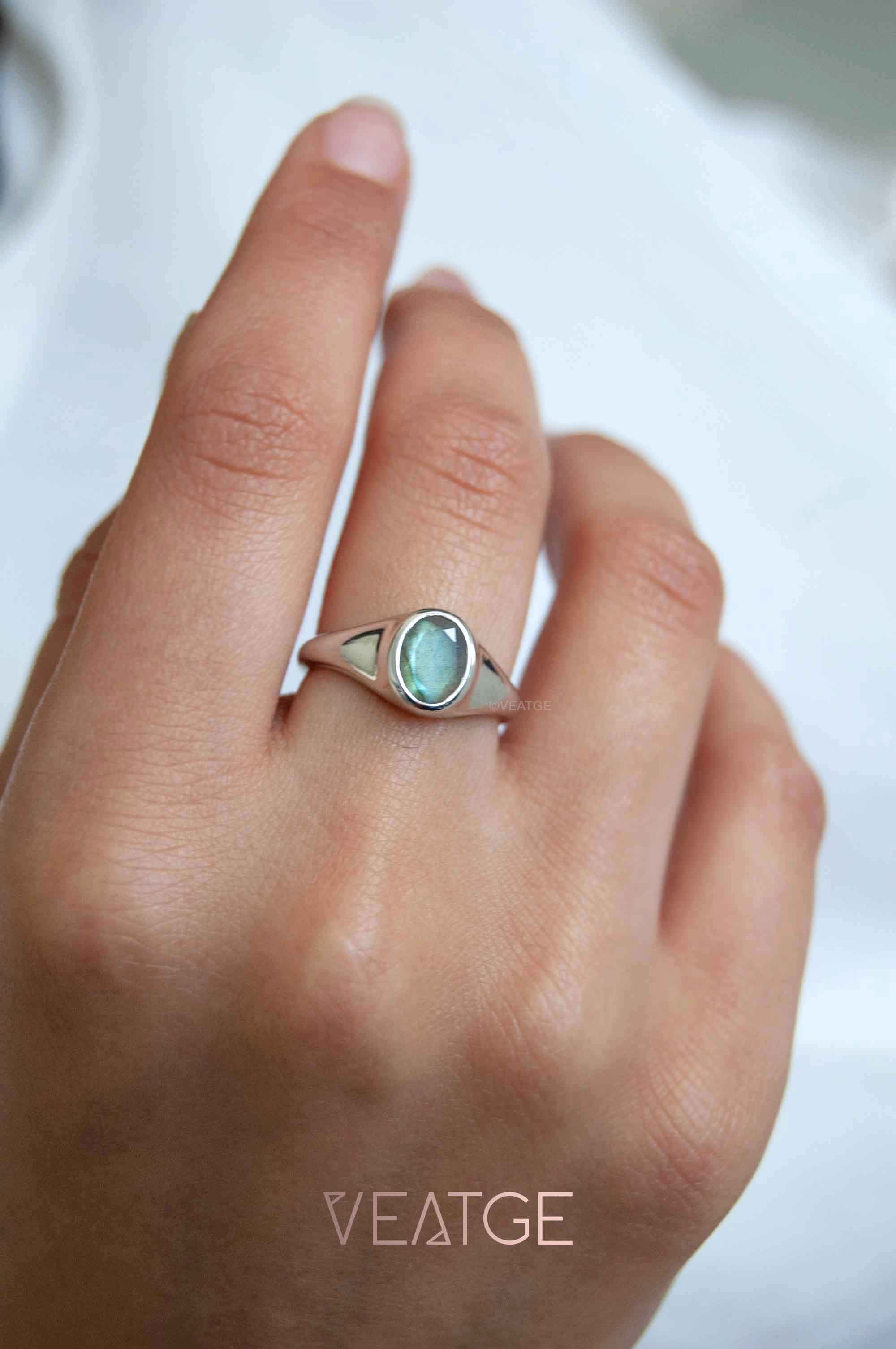 Signet Labradorite Ring silver Veatge