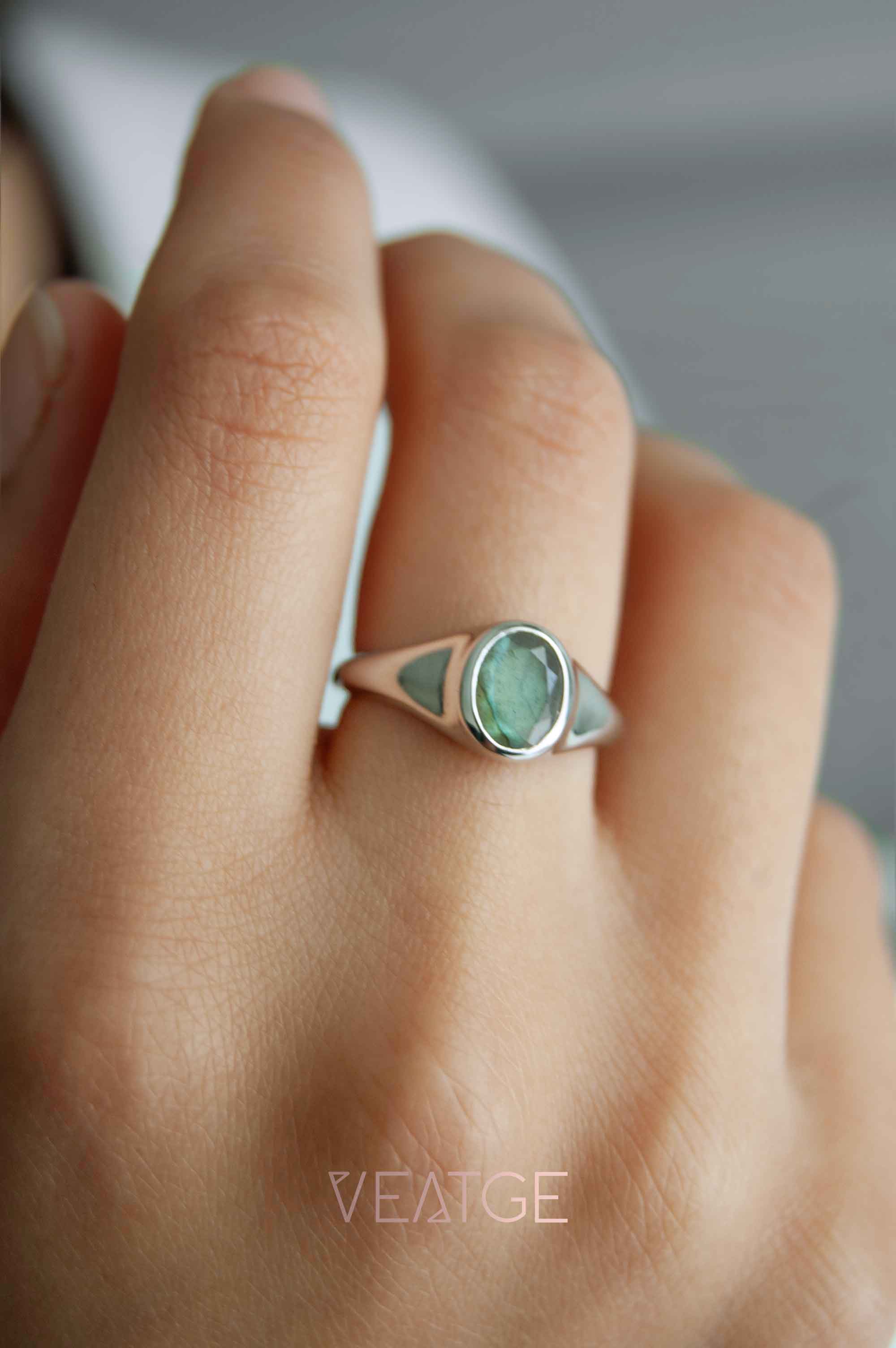 Signet Labradorite Ring silver Veatge