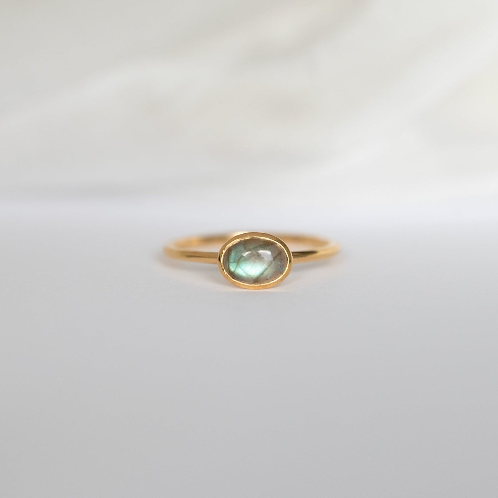Natural Labradorite Ring Gold, Minimalist Dainty Gold Rings for women, Genuine flashy real gemstone