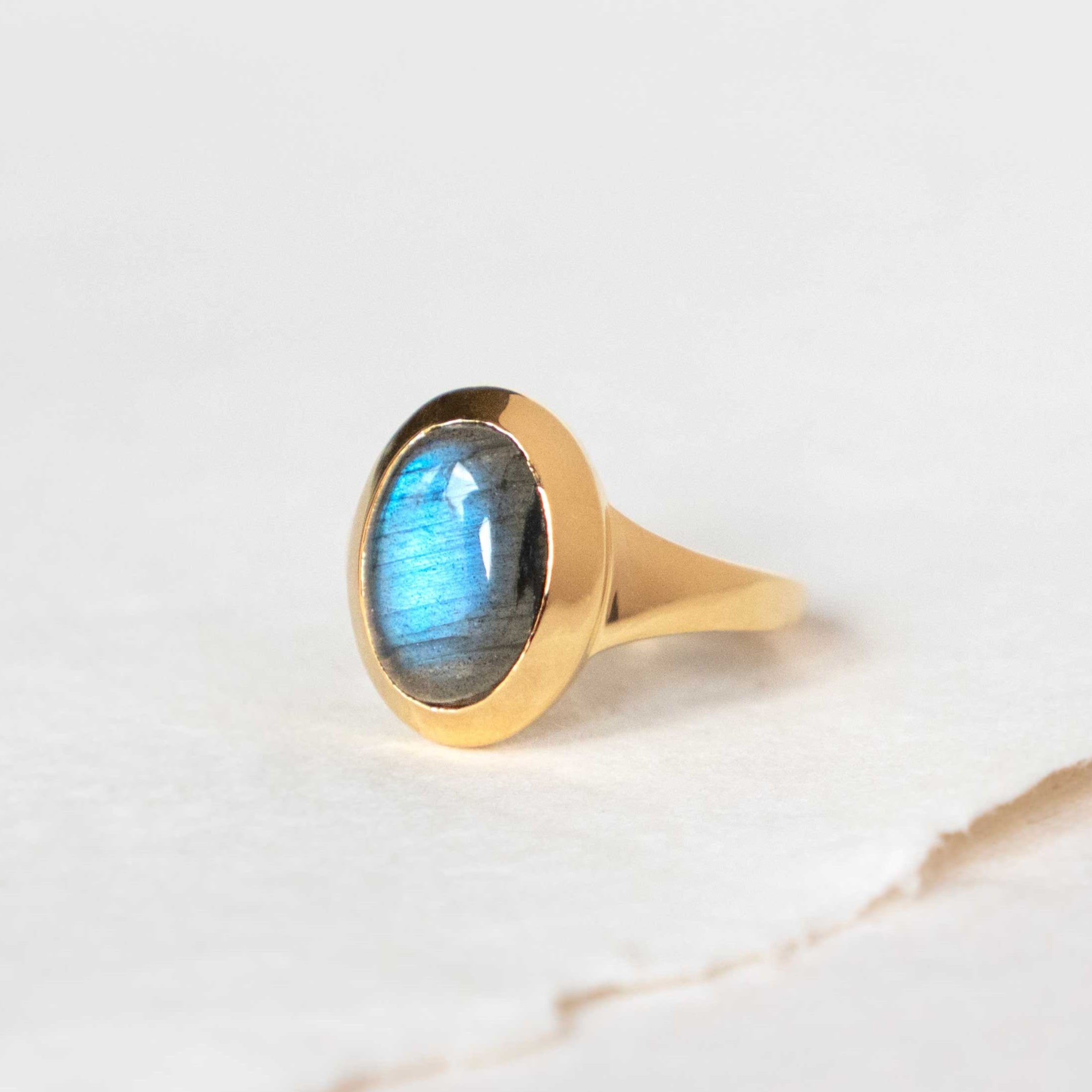 Deep Blue flash Labradorite Ring Gold, Large Chunky Natural flashy Labradorite Ring for Women, Anniversary Birthday Christmas Gifts for Her