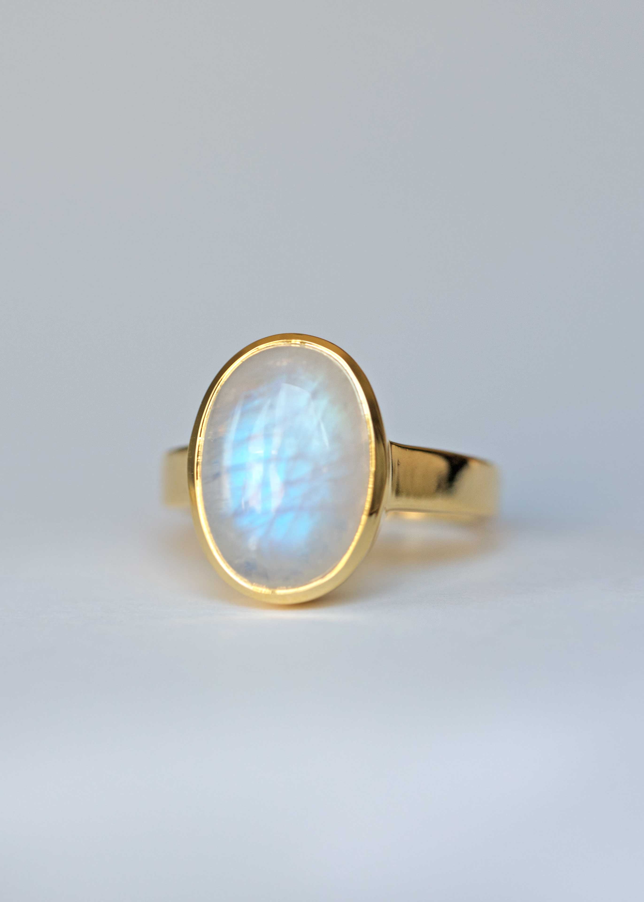 Wide silver ring with rainbow moonstone, large stone ring silver gold plated, unique hotsell ring with AAA natural stone, artisan jewelry