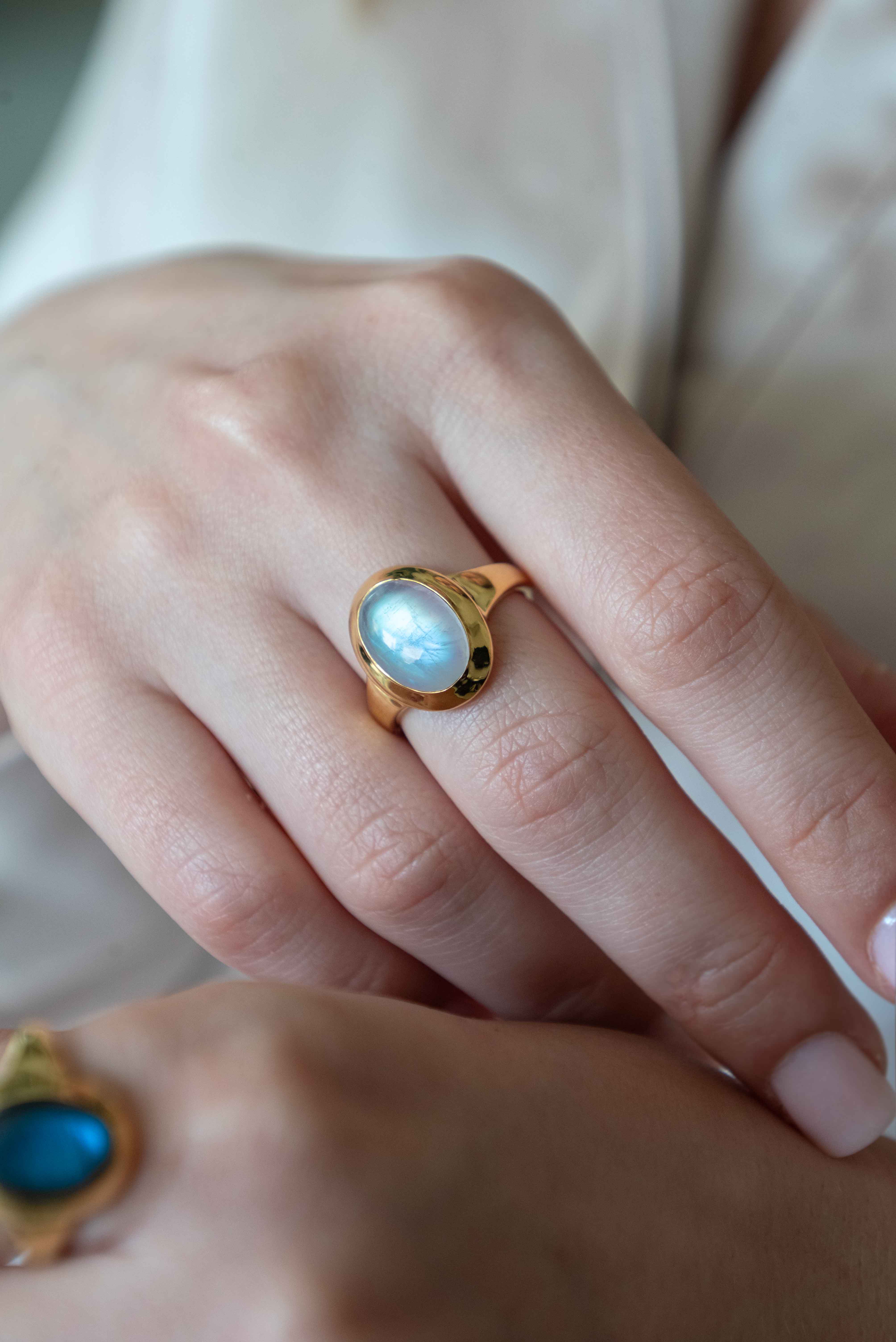 Large Moonstone Statement Ring Gold Vermeil Gifts for Women, New Mom Gift, Wedding Gift, Graduation Gift, New Beginning Gifts for Girls