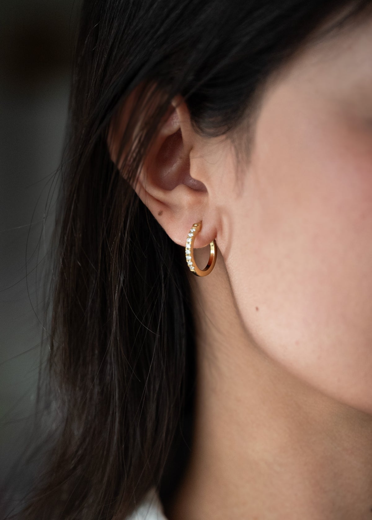 Large Gold Hoops with Diamonds