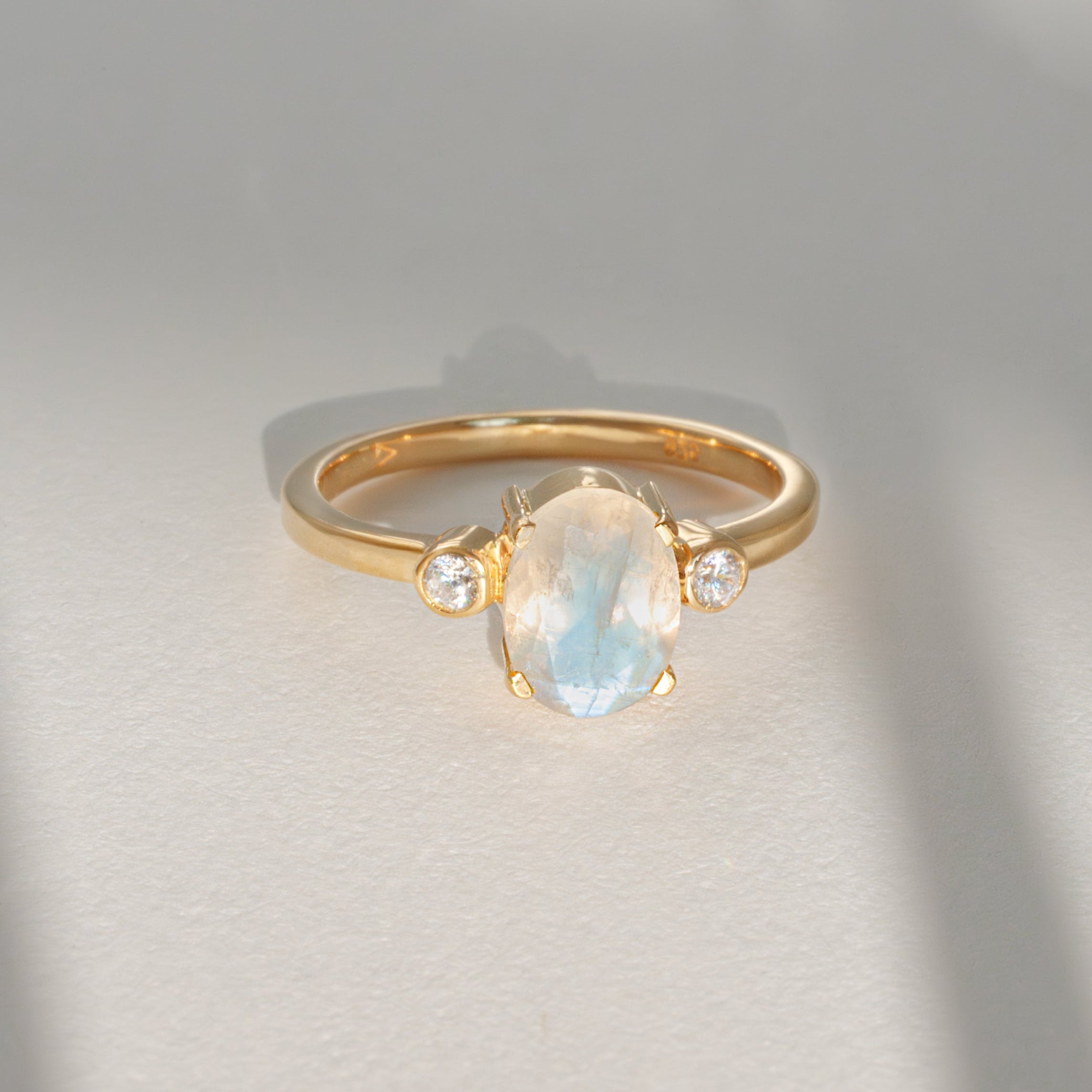 Natural Moonstone Ring Silver and 14k Gold Vermeil, Dainty Minimalist Raw Gemstone Ring, Unique Gift for Mom, Best Birthday Anniversary Graduation Gift, Engagement Promise Ring