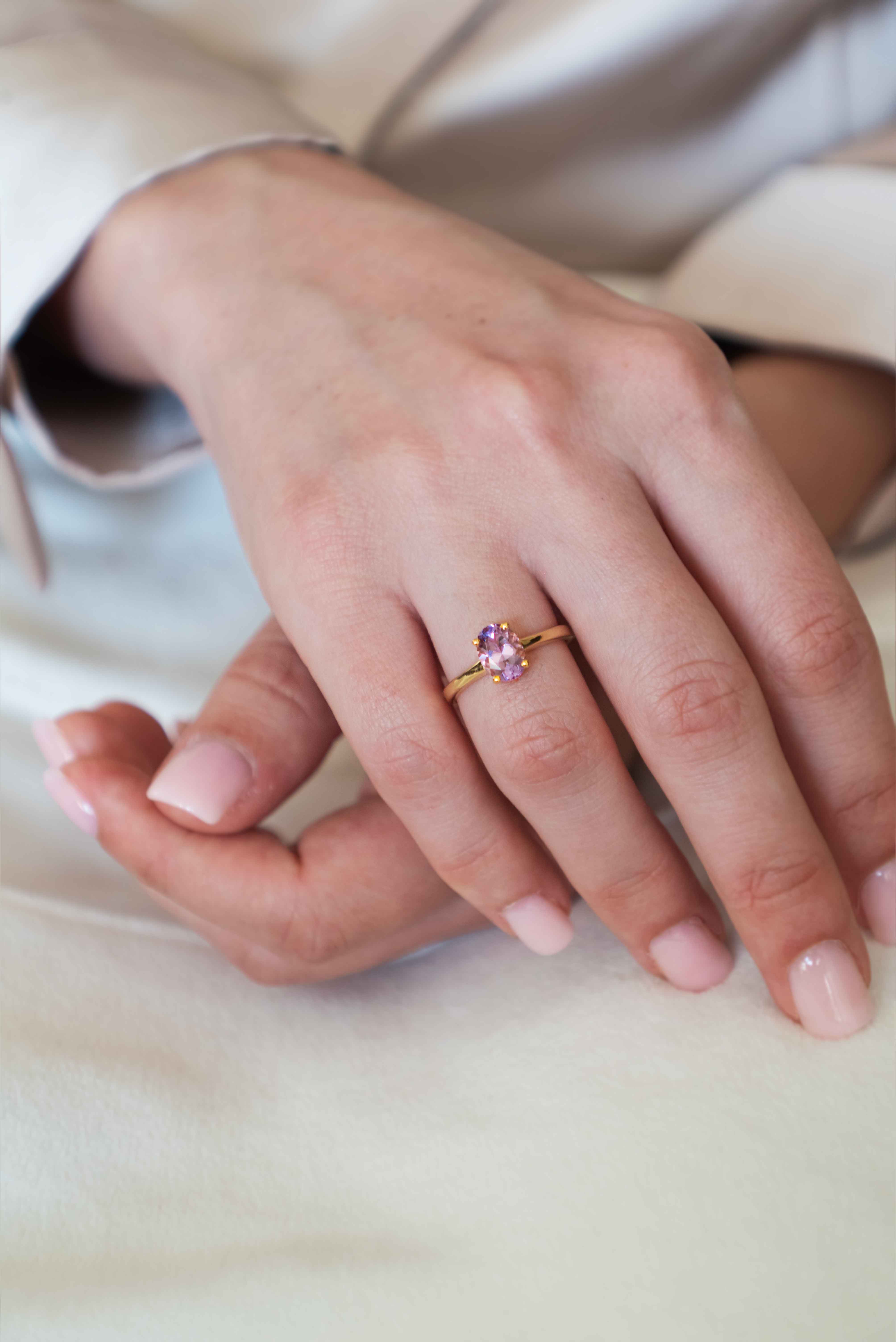 Minimalist Amethyst Birthstone Ring Women