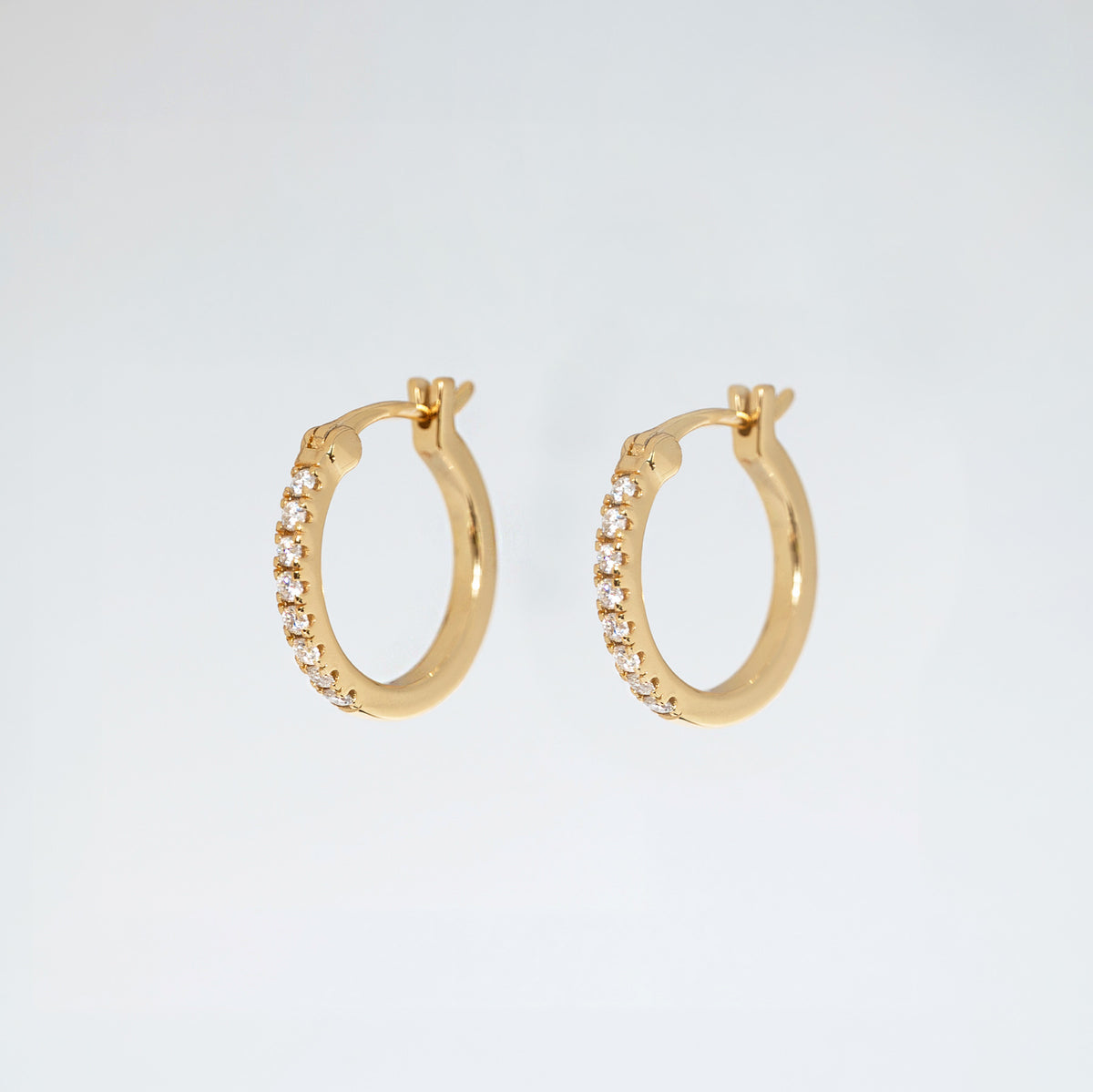 Large Gold Hoops with Diamonds